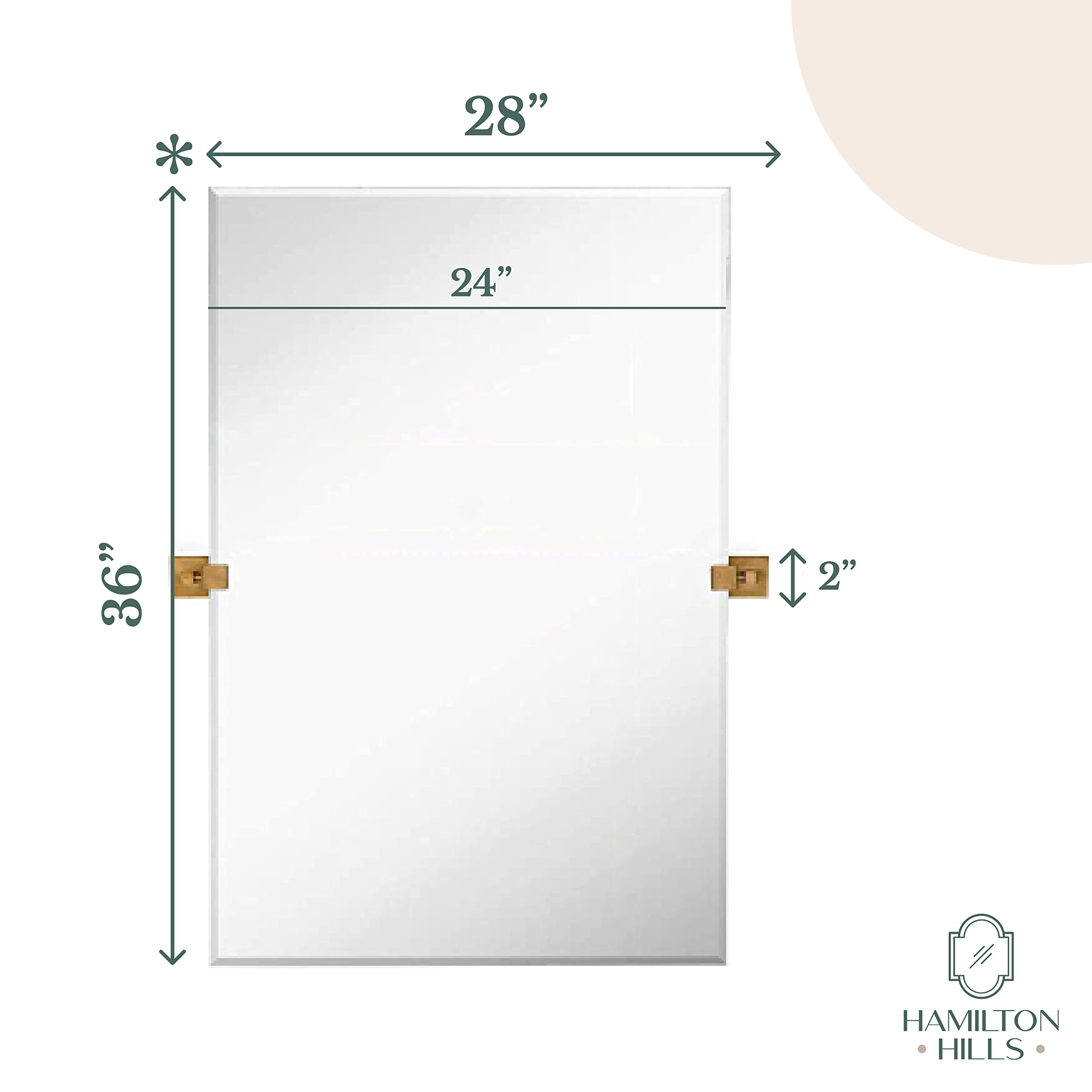 24x36 Inch Pivot Wall Mirror with Brushed Gold Brackets - Frameless Adjustable Bathroom Vanity Mirror for Modern Farmhouse Decor | Perfect for Bedroom, Bathroom & Entryway Makeovers
