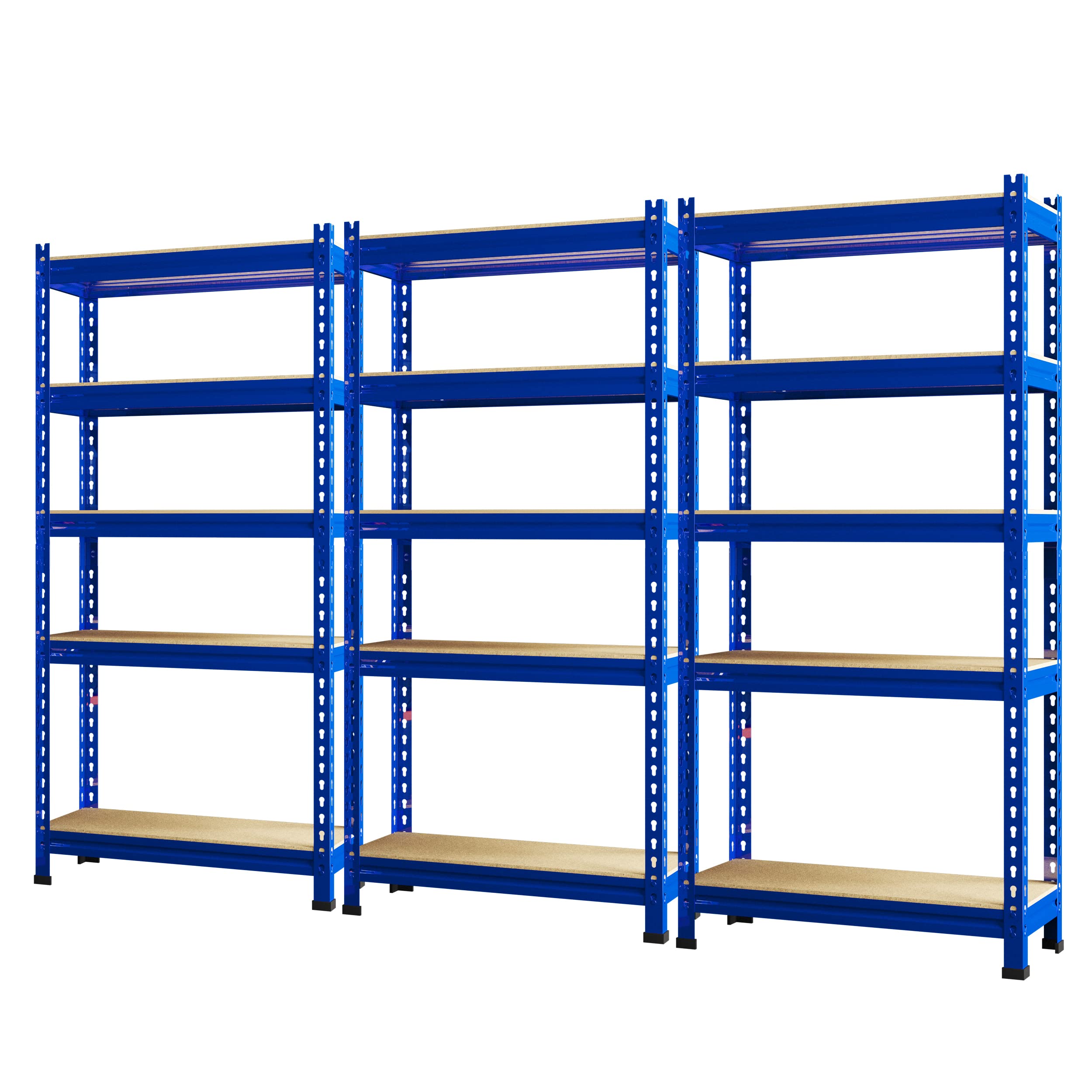 PrimeZone 3-Pack Heavy Duty 5-Tier Adjustable Metal Storage Shelves - Garage, Warehouse, Pantry, Closet & Kitchen Organization - Blue Utility Rack Shelf Units for Home & Office Storage Solutions