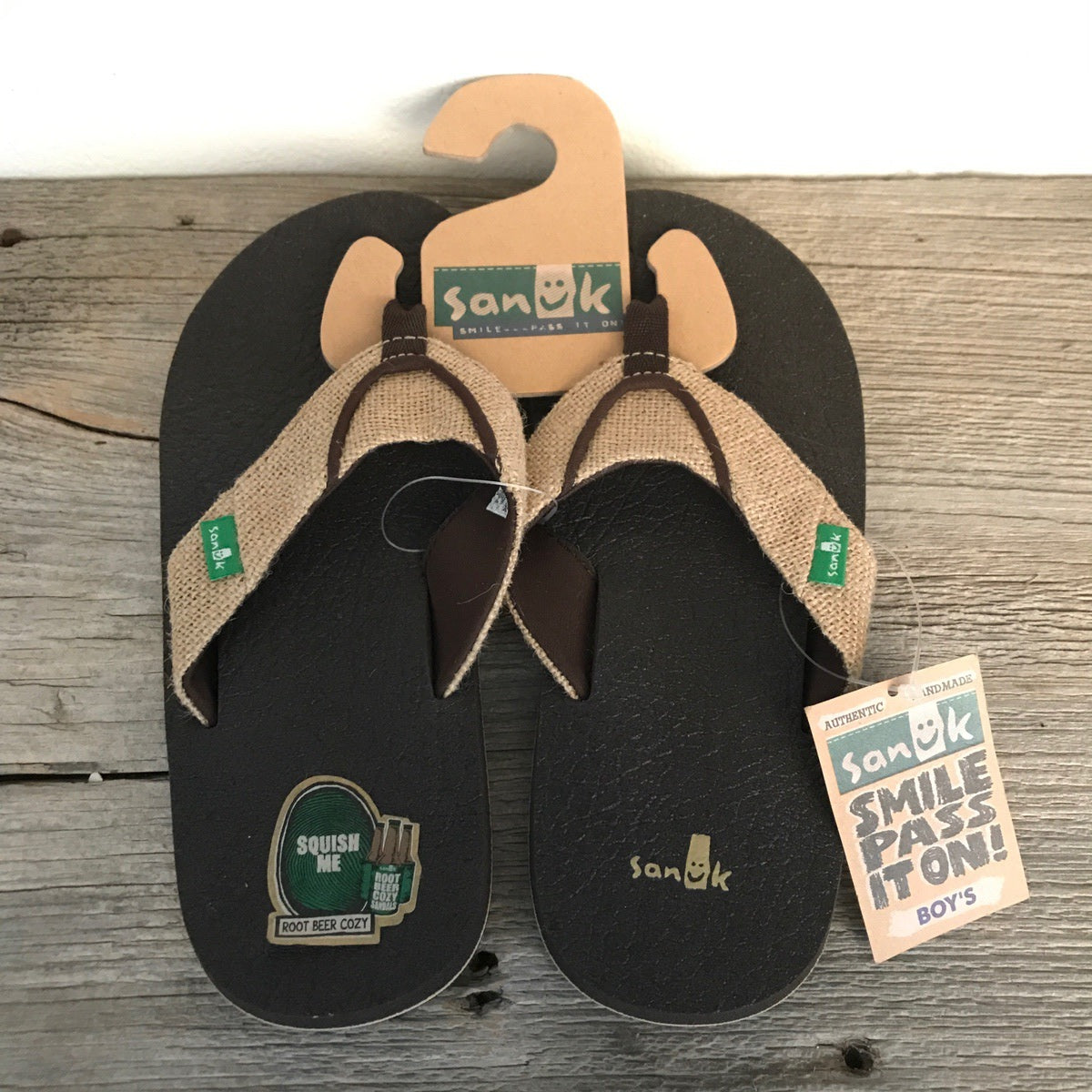 Boys Sanuks ROOTBEER COZY BOYS Brown Slip-On Shoes - Comfortable Casual Footwear for Kids, Outdoor Play & Everyday Wear