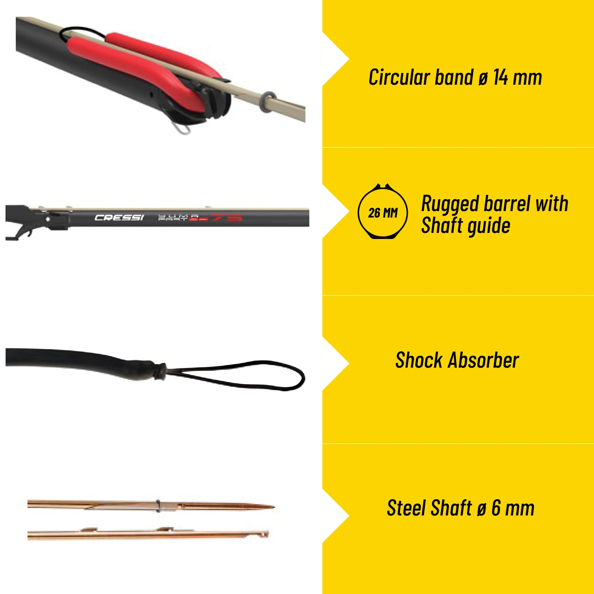 Cressi Yuma Fast Speargun with Integrated Spear Guide & Magnetic Spear Lock | Italian-Made Spearfishing Gear Since 1946 | Perfect for Reef Hunting & Underwater Fishing Adventures