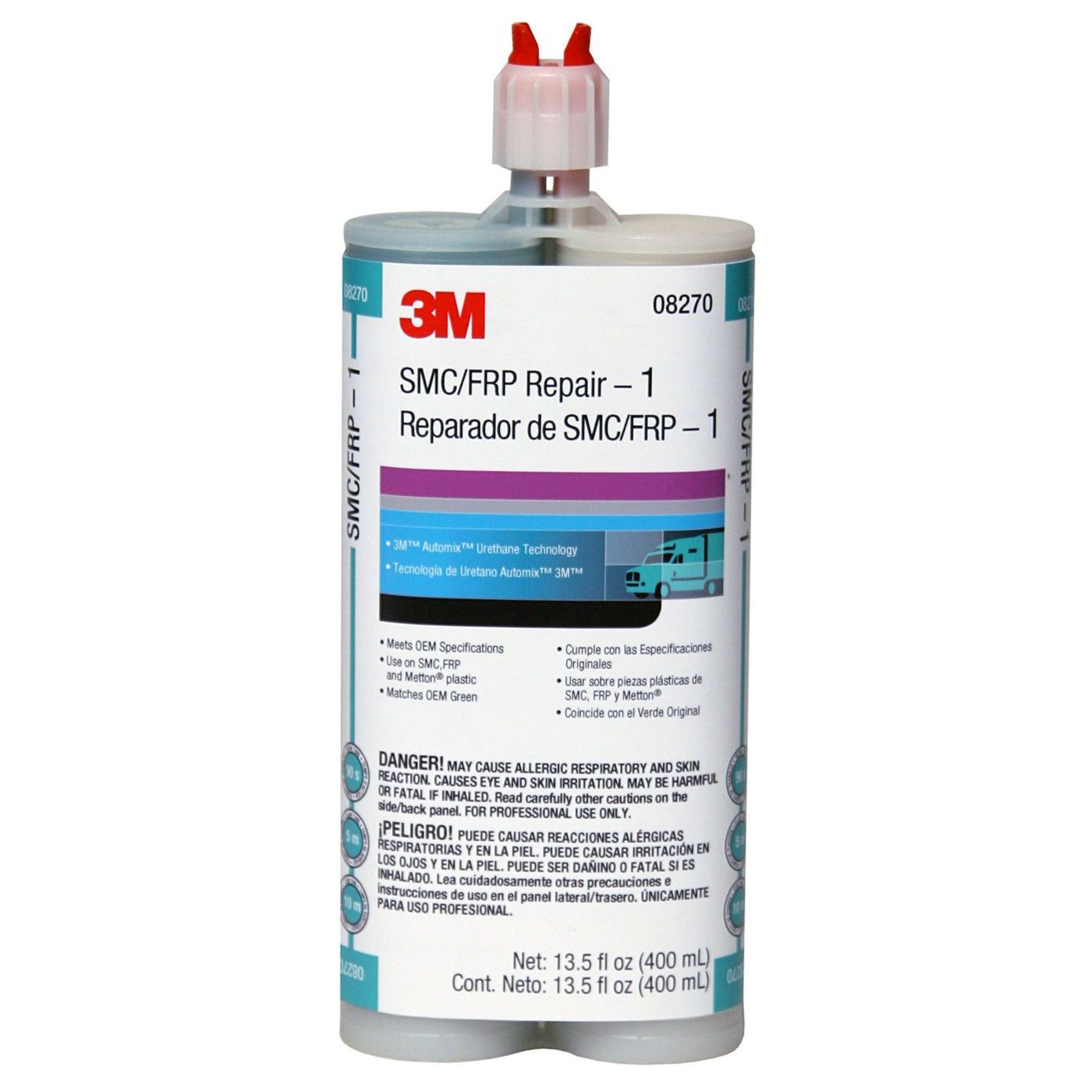 3M Two-Part Base & Accelerator (B/A) Green Urethane Adhesive - 400ml Liquid Cartridge for Automotive & Industrial Bonding - Fast Curing Waterproof Glue Kit (08270) - Perfect for Metal, Plastic & Rubber Repairs in DIY Projects