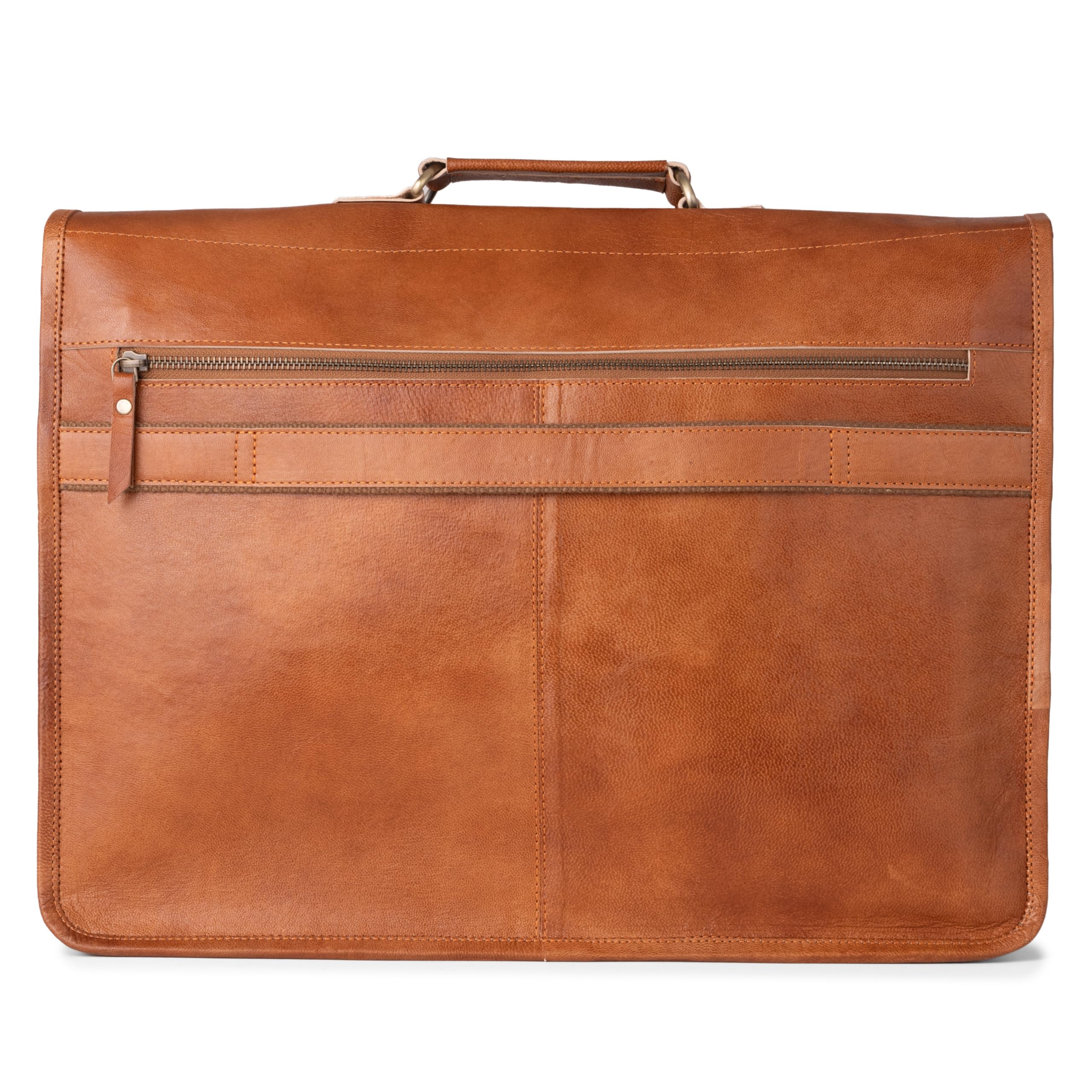 BERLINER BAGS Vintage Genuine Leather Messenger Bag - XXL Laptop Briefcase for Men & Women, Work Bag, Business Travel & College Use - Brown Leather