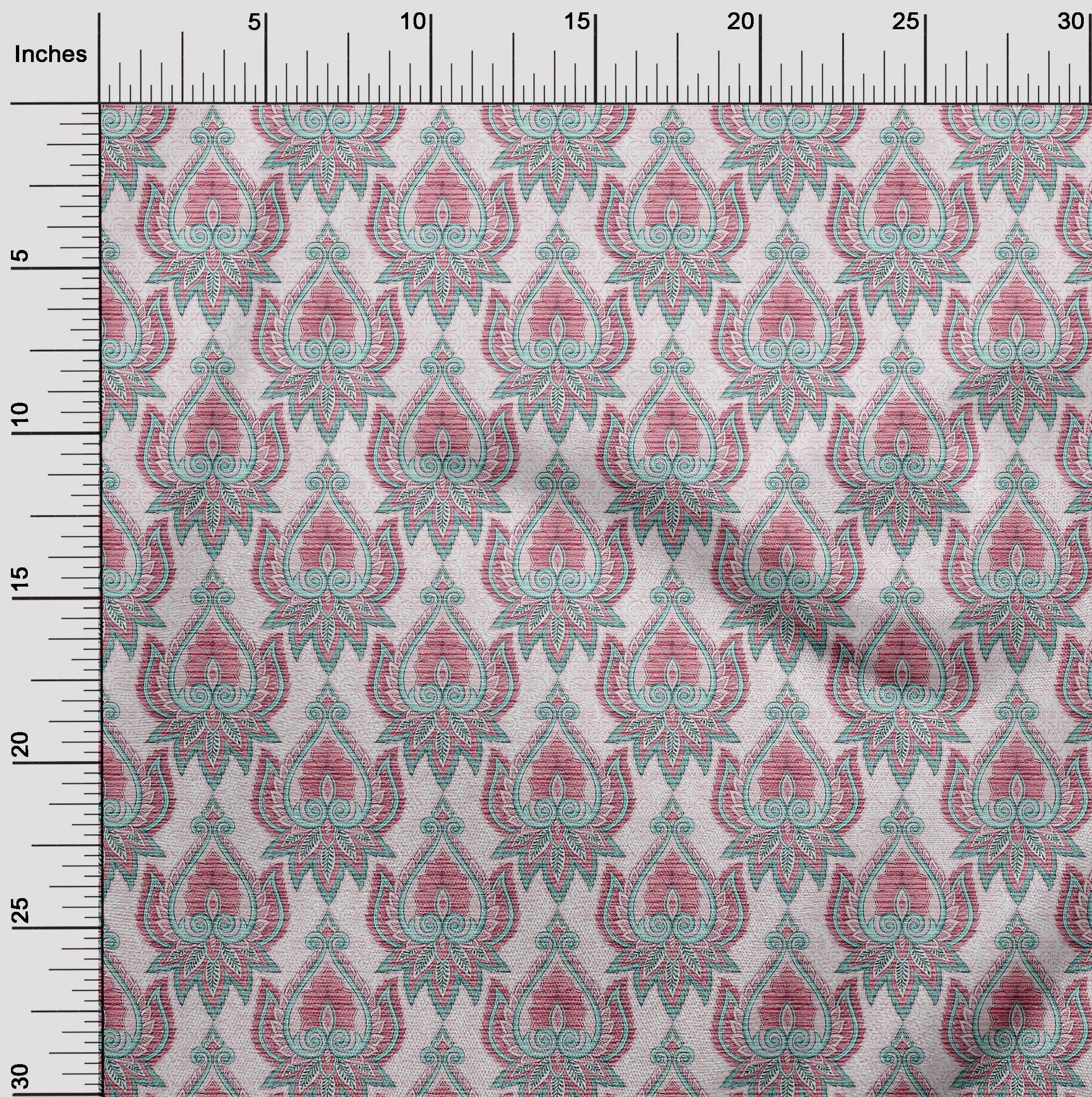 oneOone Rayon Pink Asian Traditional Floral Textured Dress Fabric - 56 Inch Wide Fabric by The Yard for DIY Dresses, Skirts & Home Decor