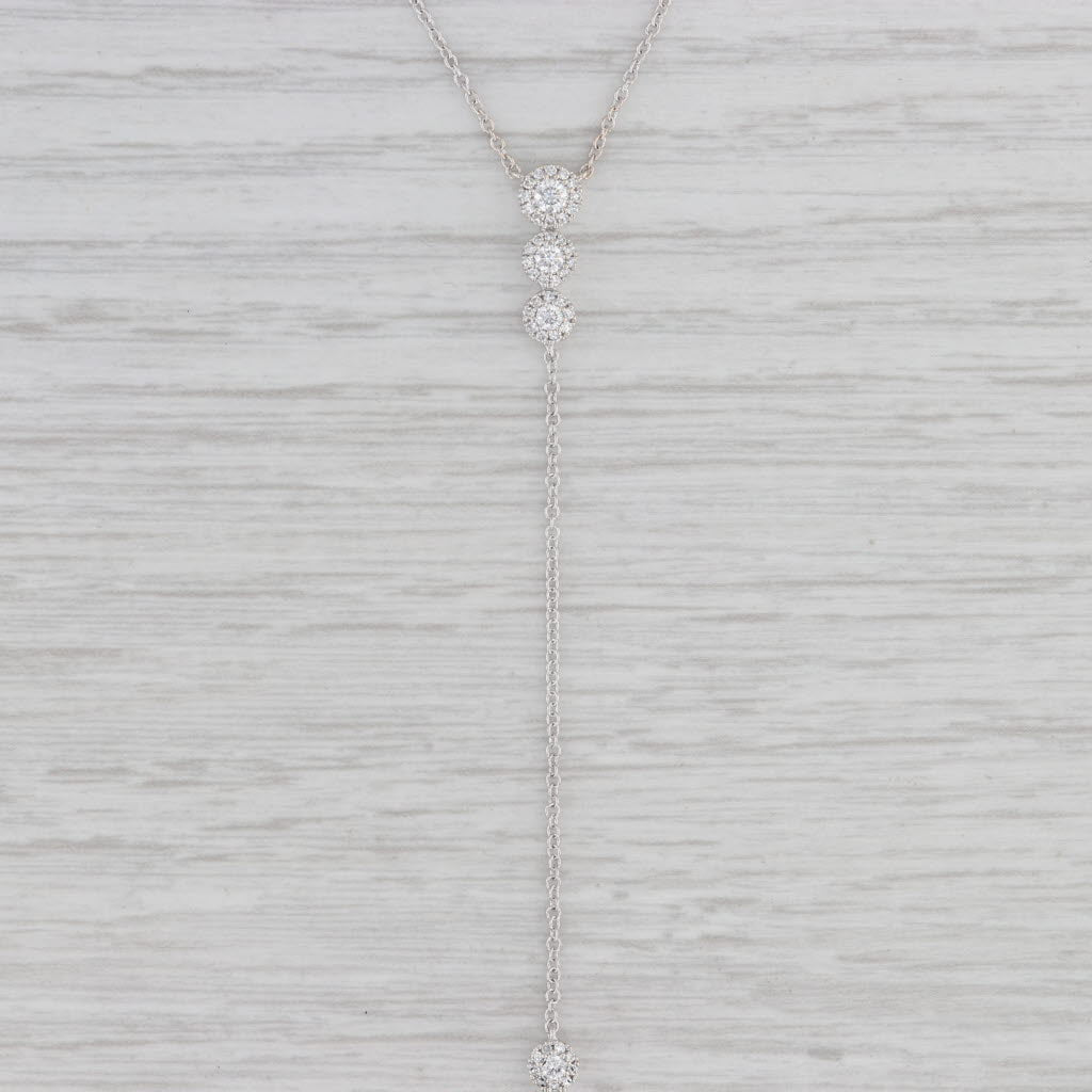 0.33ctw Diamond Journey Lariat Pendant Necklace - 14k White Gold Cable Chain for Women - Elegant Layering Necklace for Weddings, Anniversaries & Special Occasions