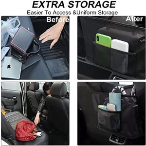 Large Capacity Car Handbag Holder Between Seats - Automotive Console Organizer for Purse, Phone & Document Storage - Perfect for Road Trips & Daily Commutes (Black)