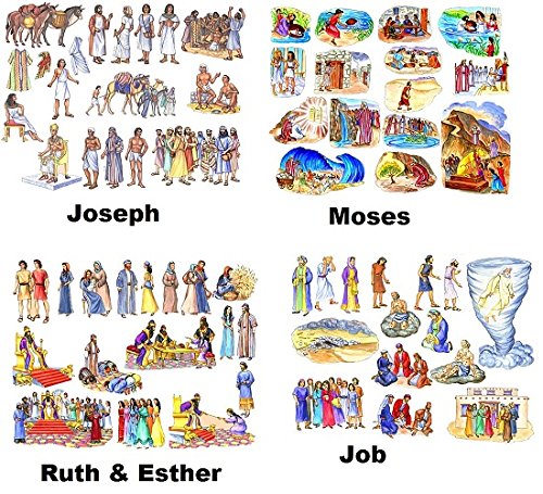 Old Testament Bible Felt Figures & Flannel Board Book - Noah, Moses, David for Sunday School Lessons