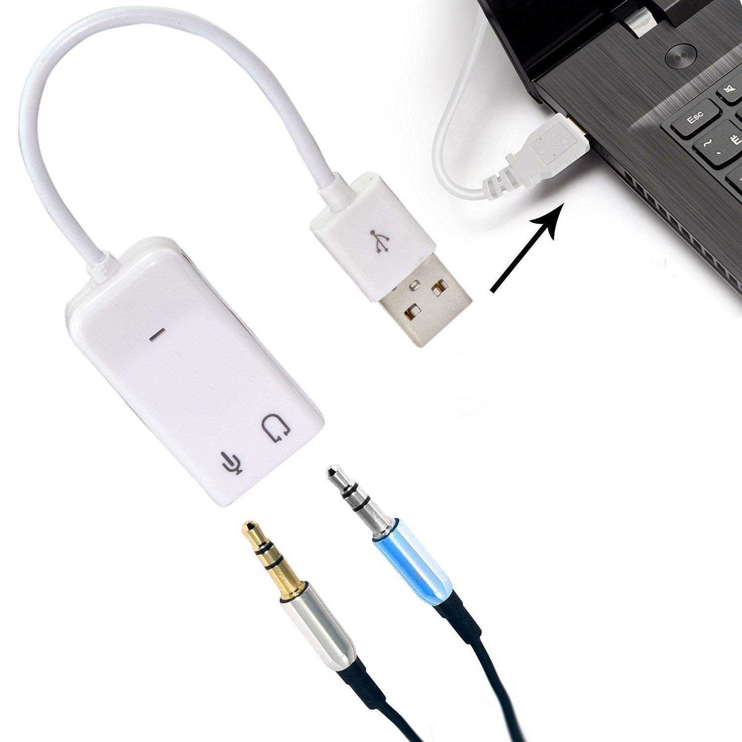WILDCROC USB Sound Card - 7.1 Channel External Audio Adapter with 3.5mm Headphone & Mic Jack for PC, Laptop, Mobile | High-Quality Stereo Sound for Gaming, Music & Video Calls