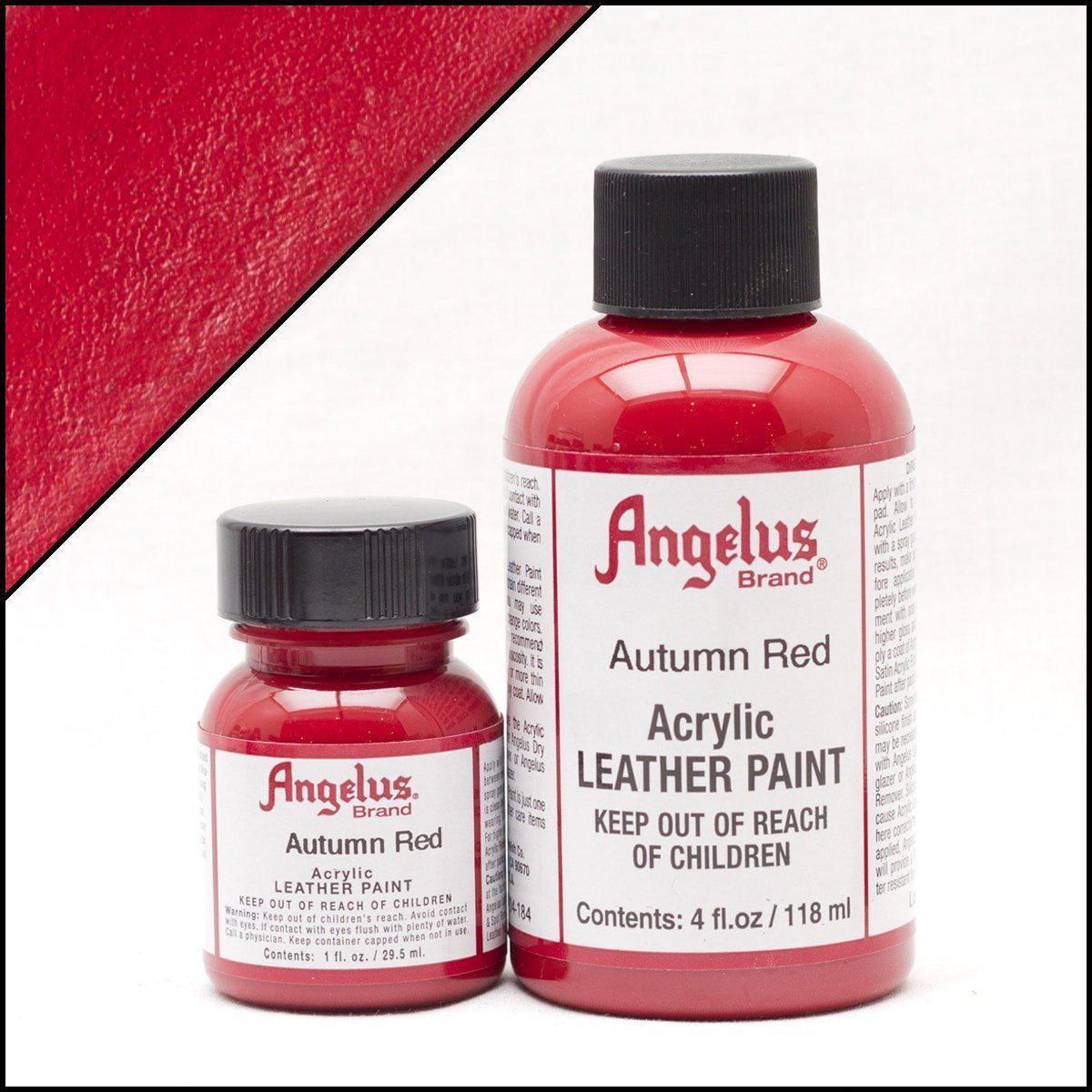 Angelus Leather Paint - 1oz Autumn Red for Shoes, Bags & DIY Projects | High-Quality Leather Dye for Repair & Customization