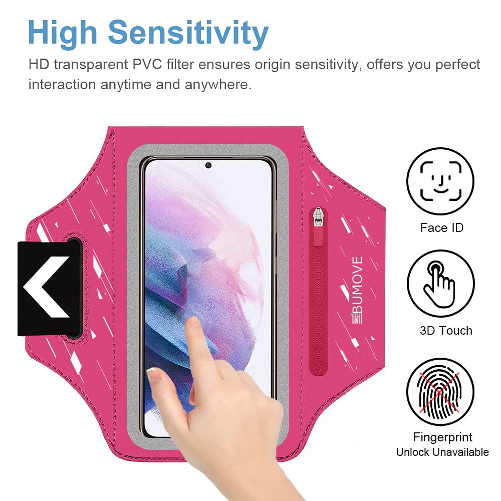 Running Armband for Samsung Galaxy S25/S24/S23/S22/S21 - Phone Holder with Zipper Pocket & Headset Bag - Perfect for Workouts, Jogging & Sports (Pink) - Keep Your Phone Secure While Running, Cycling or Gym Training