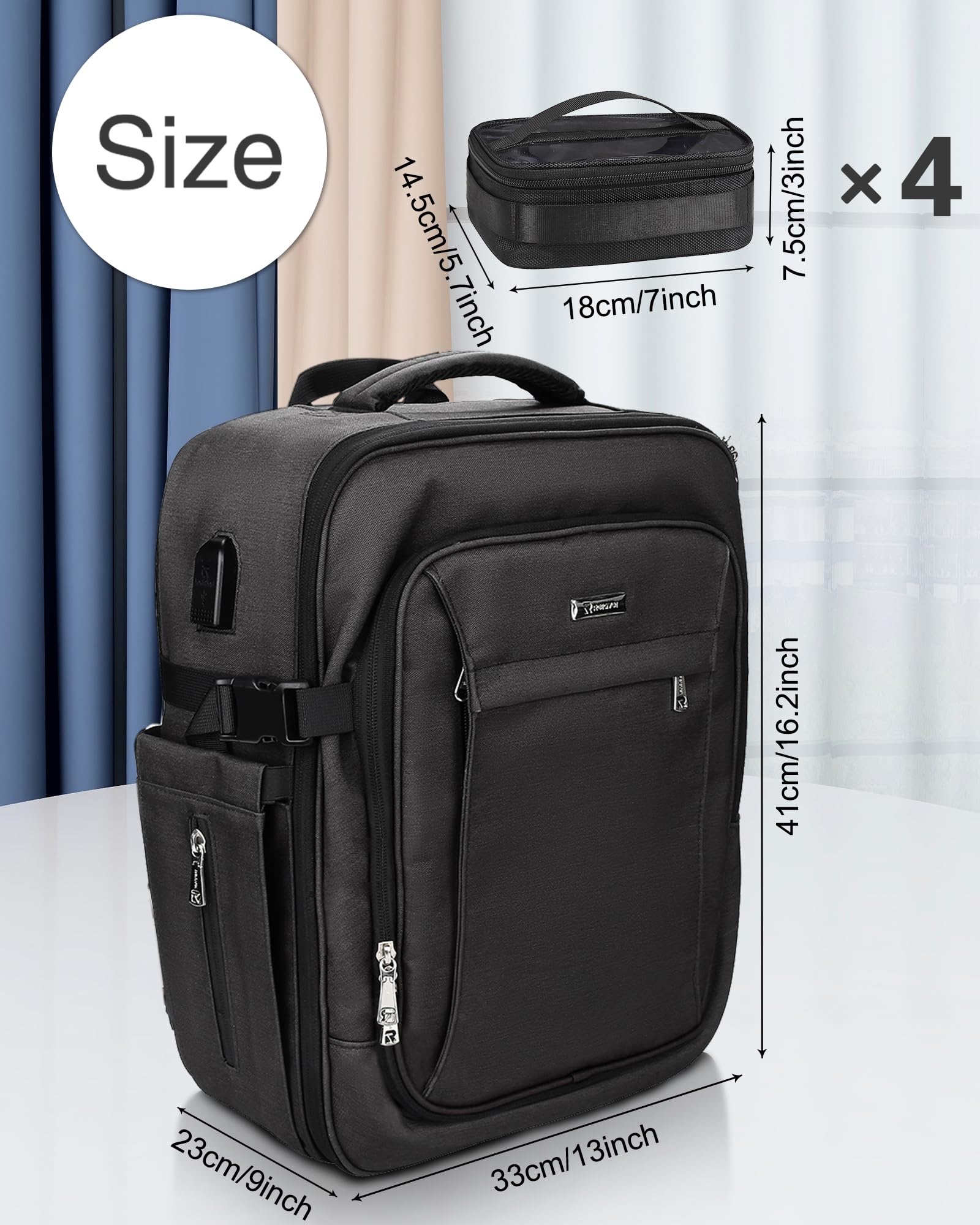 Relavel Professional Makeup Backpack with 4 Clear Cosmetic Bags - Extra Large Train Case for Makeup Artists, Waterproof Makeup Brush Organizer & Storage (Perfect for Travel, Salon & Professional Makeup Kits)