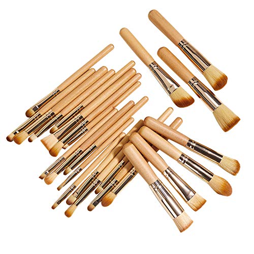 25PC Professional Makeup Brush Set - Natural Hair Eyebrow, Eyeshadow & Lip Brushes for Flawless Cosmetics Application | Perfect for Daily Makeup, Contouring & Professional Salon Use