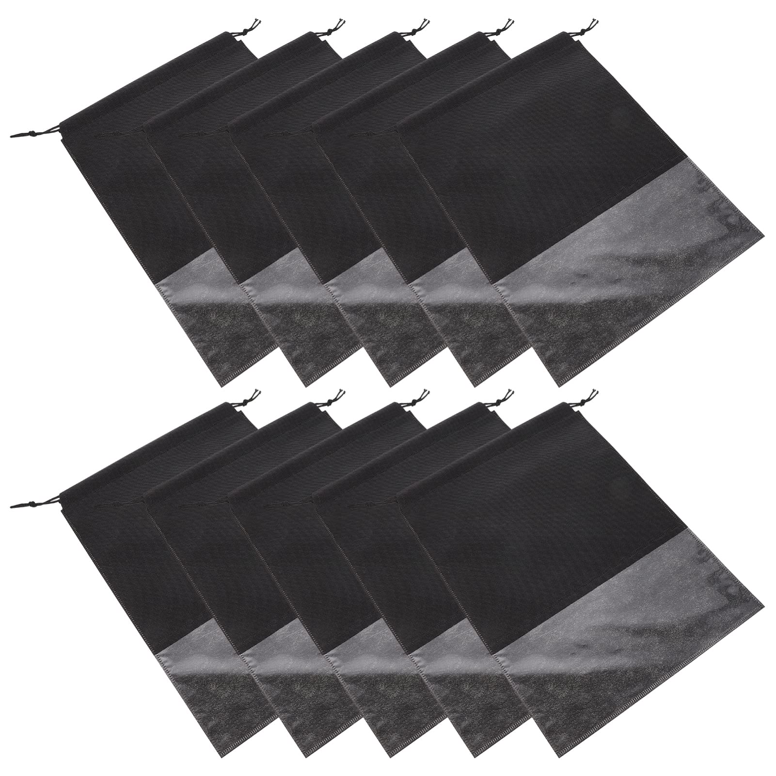 Cabilock 10Pcs Travel Shoe Pouches - Waterproof Shoe Storage Bags with Drawstring, Portable Shoe Organizer for Men & Women (Black) - Perfect for Gym, Travel & Shoe Storage