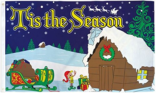 3x5ft Christmas House Flag - Holiday Decor for Parties, Home & Shops | Seasonal Outdoor & Indoor Decoration