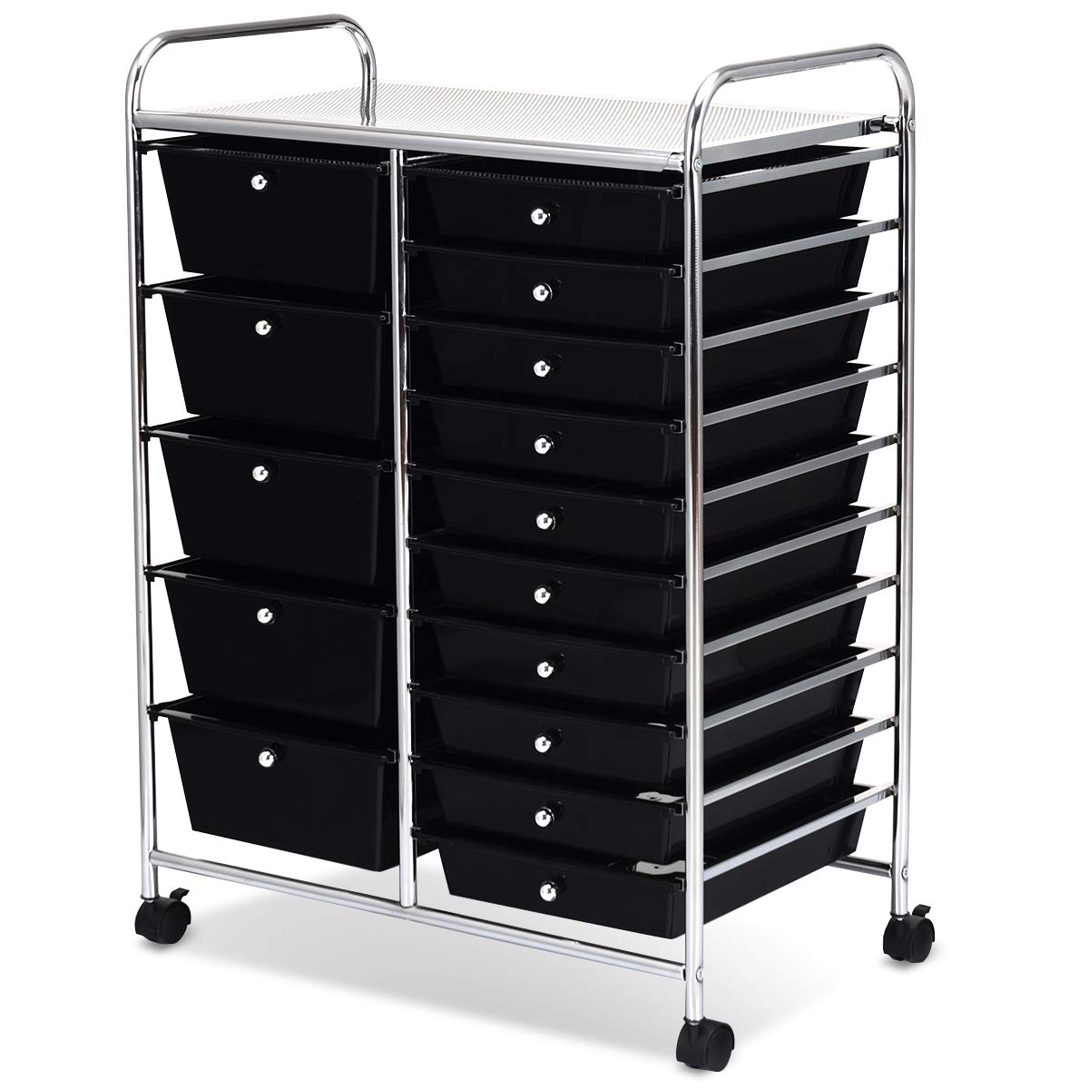 ARLIME 15-Drawer Rolling Storage Cart with Wheels - Mobile Organizer for Office, School & Craft Room - Perfect for Scrapbook Paper, Art Supplies & Stationery Storage (Black)