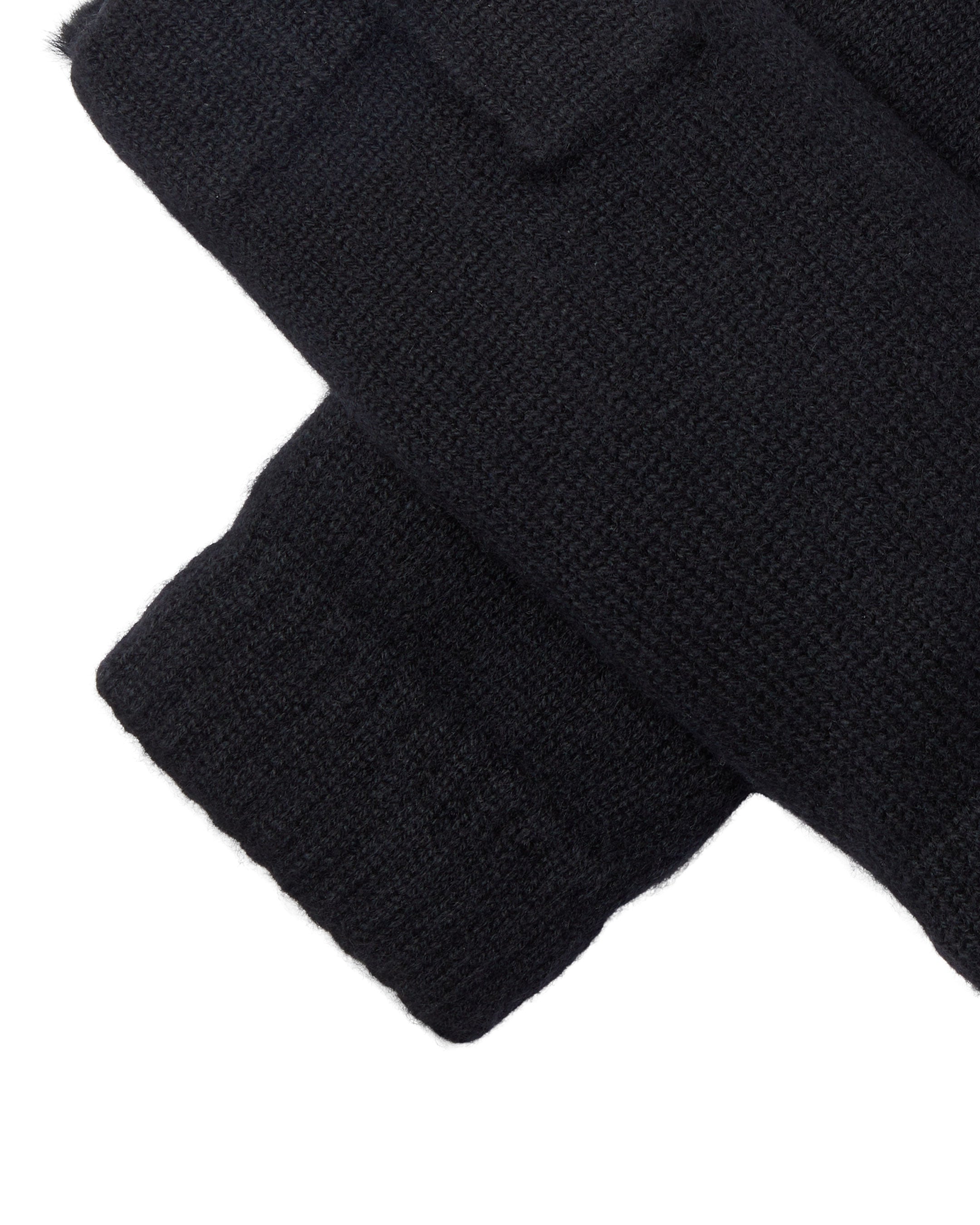 Unisex Black Cashmere Fingerless Gloves with Fur Lining - Warm Winter Accessories for Outdoor Activities, Driving & Fashion