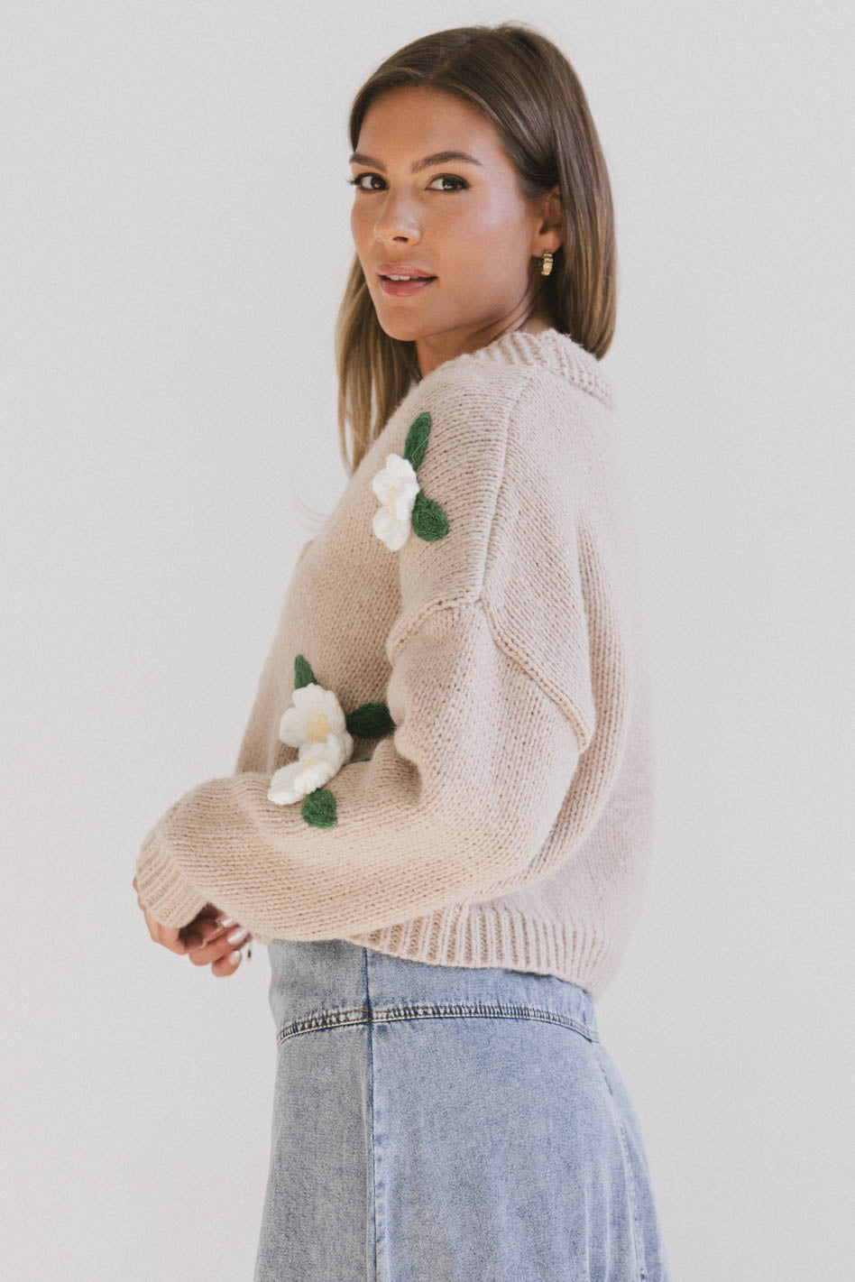 Annai Floral Cardigan for Women - Lightweight Knit Open Front Sweater - Perfect for Spring & Summer - Office, Casual, Date Night Outfits