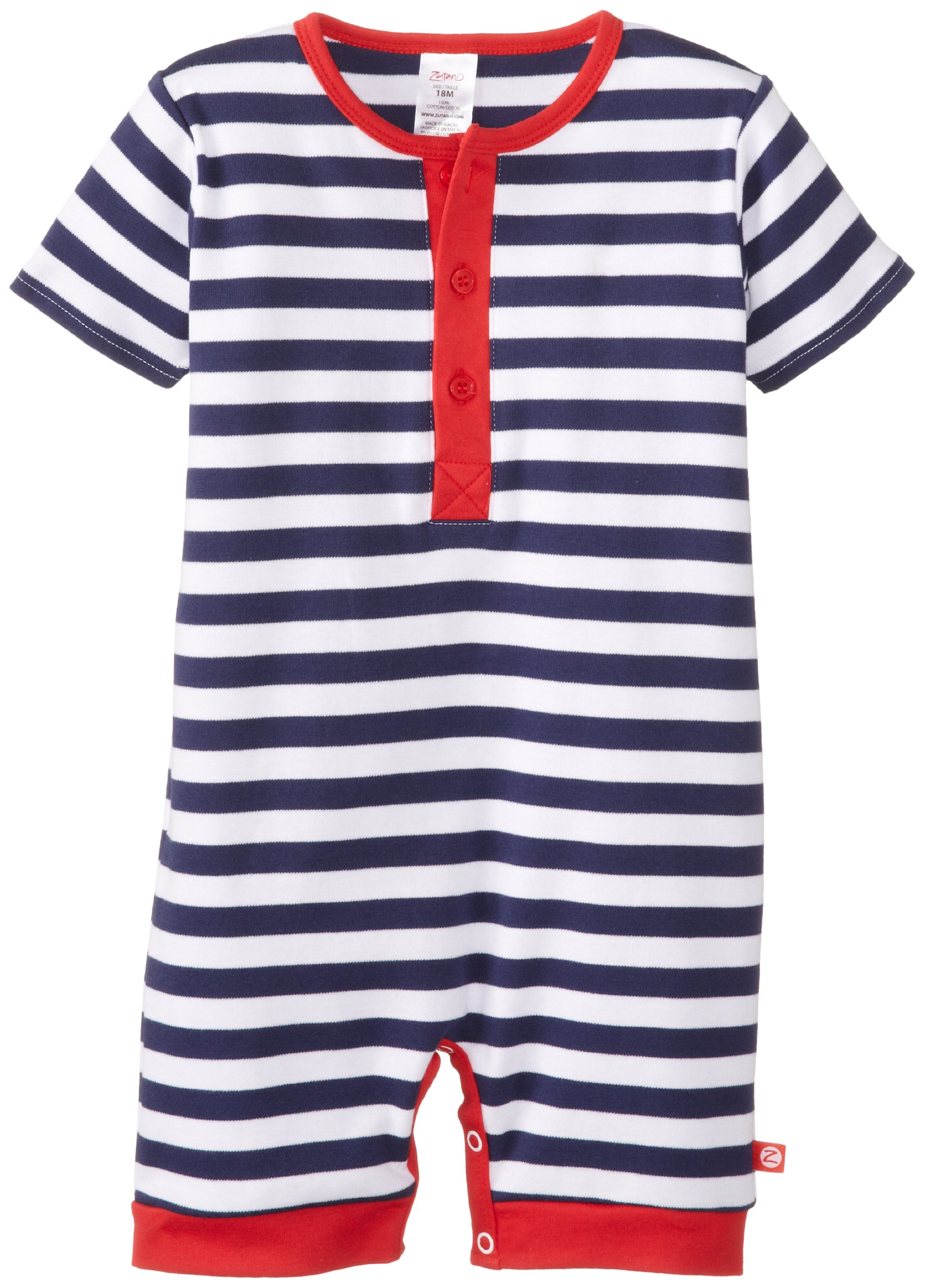 Zutano Baby Boys' Henley Bodysuit - Soft Cotton Short Sleeve Onesie for Newborns & Infants - Perfect for Playtime, Daycare & Family Outings