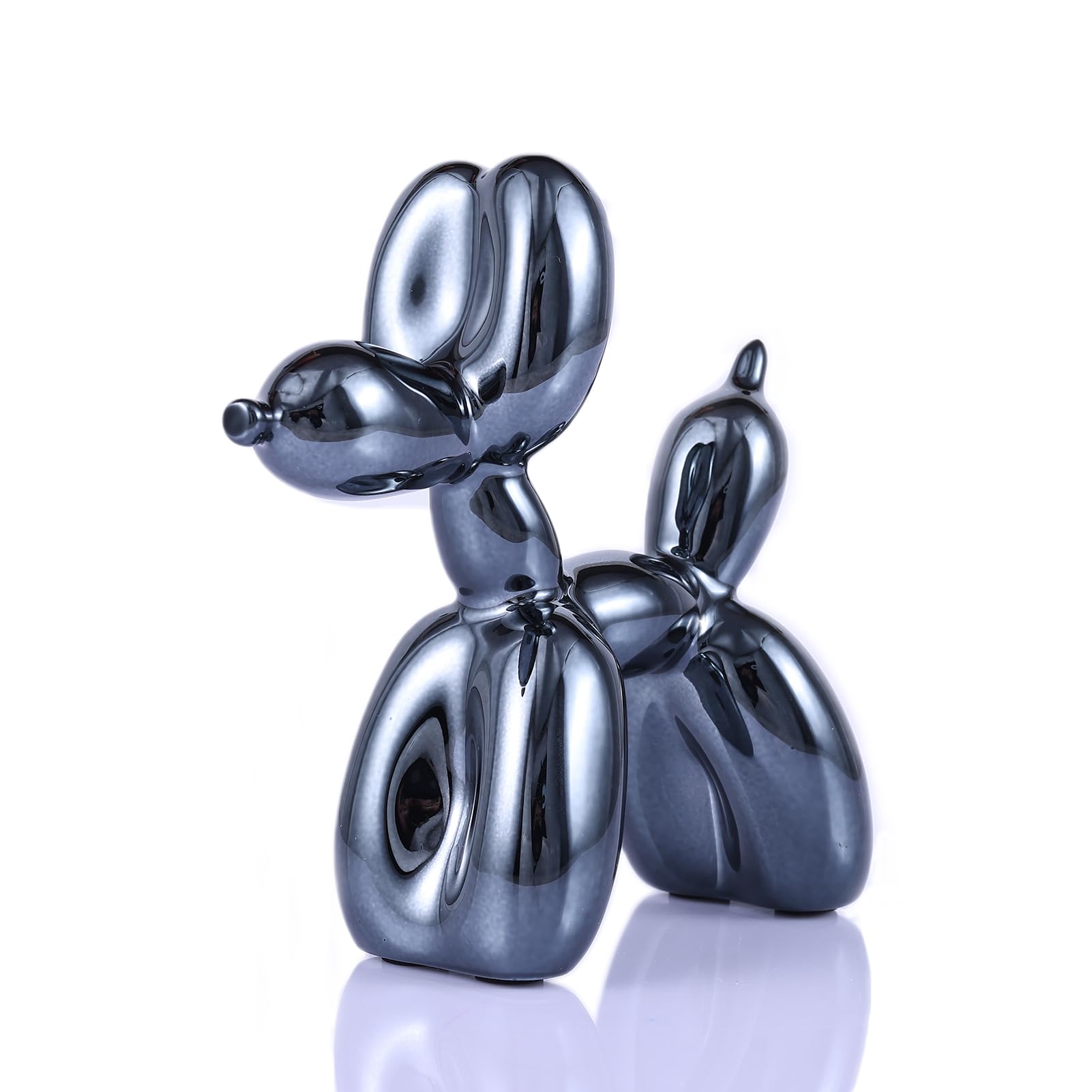 Black Balloon Dog Sculpture - Modern Gold Balloon Animal Decor for Preppy Room, Shelf, Desk & Office - Cute Home Decor Statue for Bedroom, Living Room & Workspace