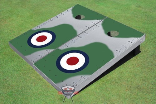 Custom Tailgate Rivet Mosquito Plane Themed Cornhole Boards Set - Durable Outdoor Bean Bag Toss Game for Backyard, BBQ Parties, and Tailgating Events