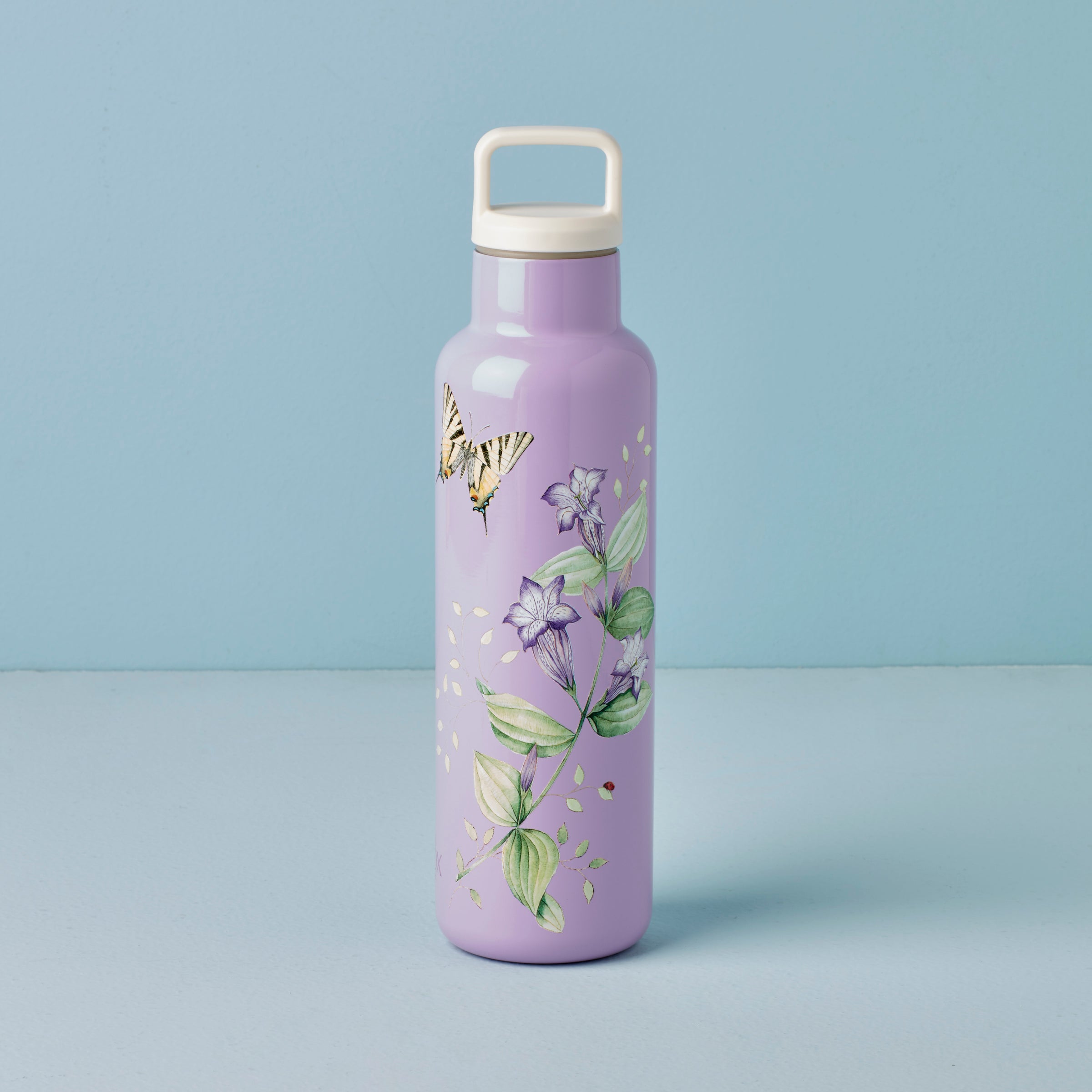 Butterfly Meadow Lavender Insulated Water Bottle - 18oz Leakproof Stainless Steel Thermos for Hiking, Yoga & Outdoor Activities