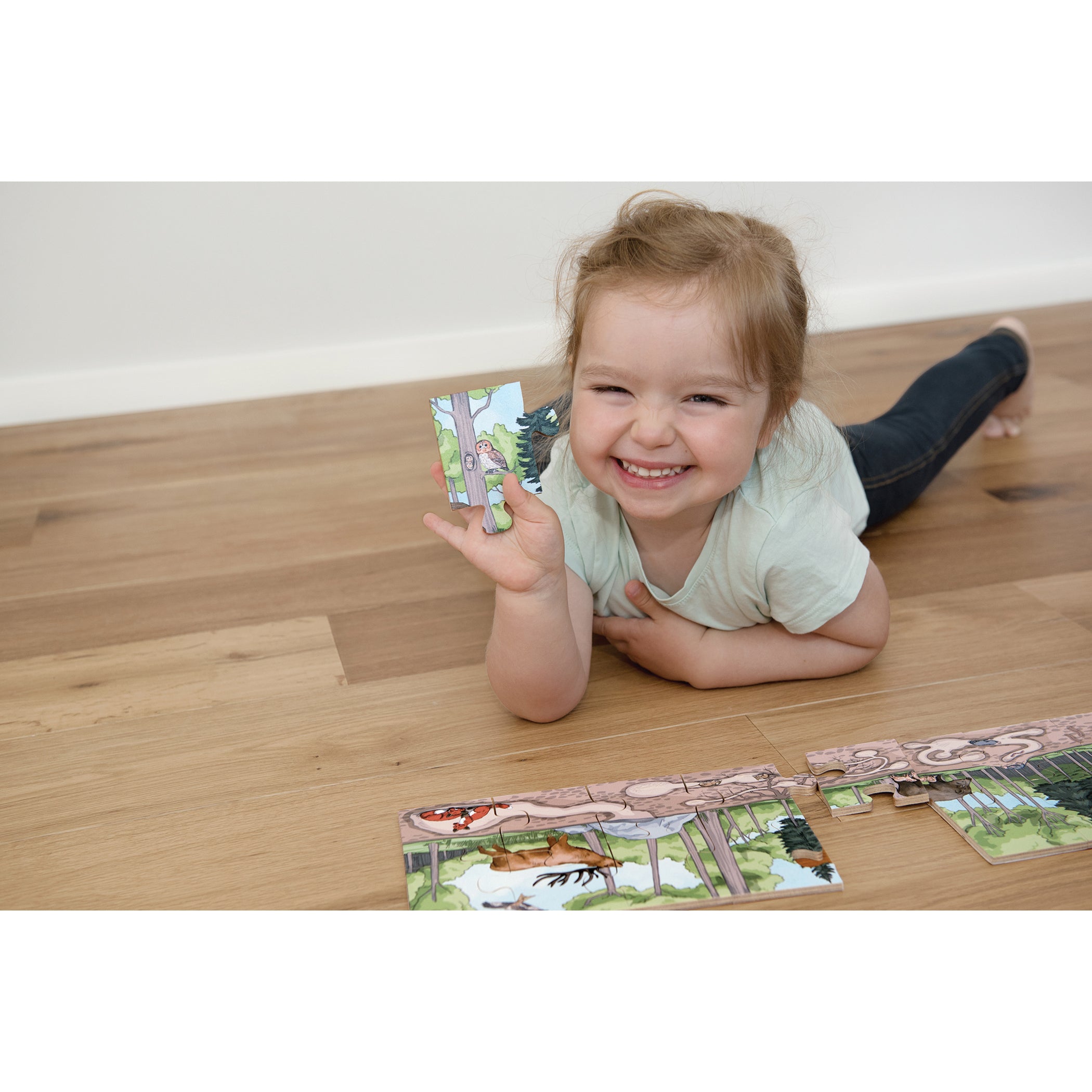 Beleduc Enchanted Forest 40-Piece Floor Puzzle - Educational Wooden Jigsaw for Kids Ages 3-6 - Discover Wildlife & Nature - Perfect for Preschool Learning & Family Game Night