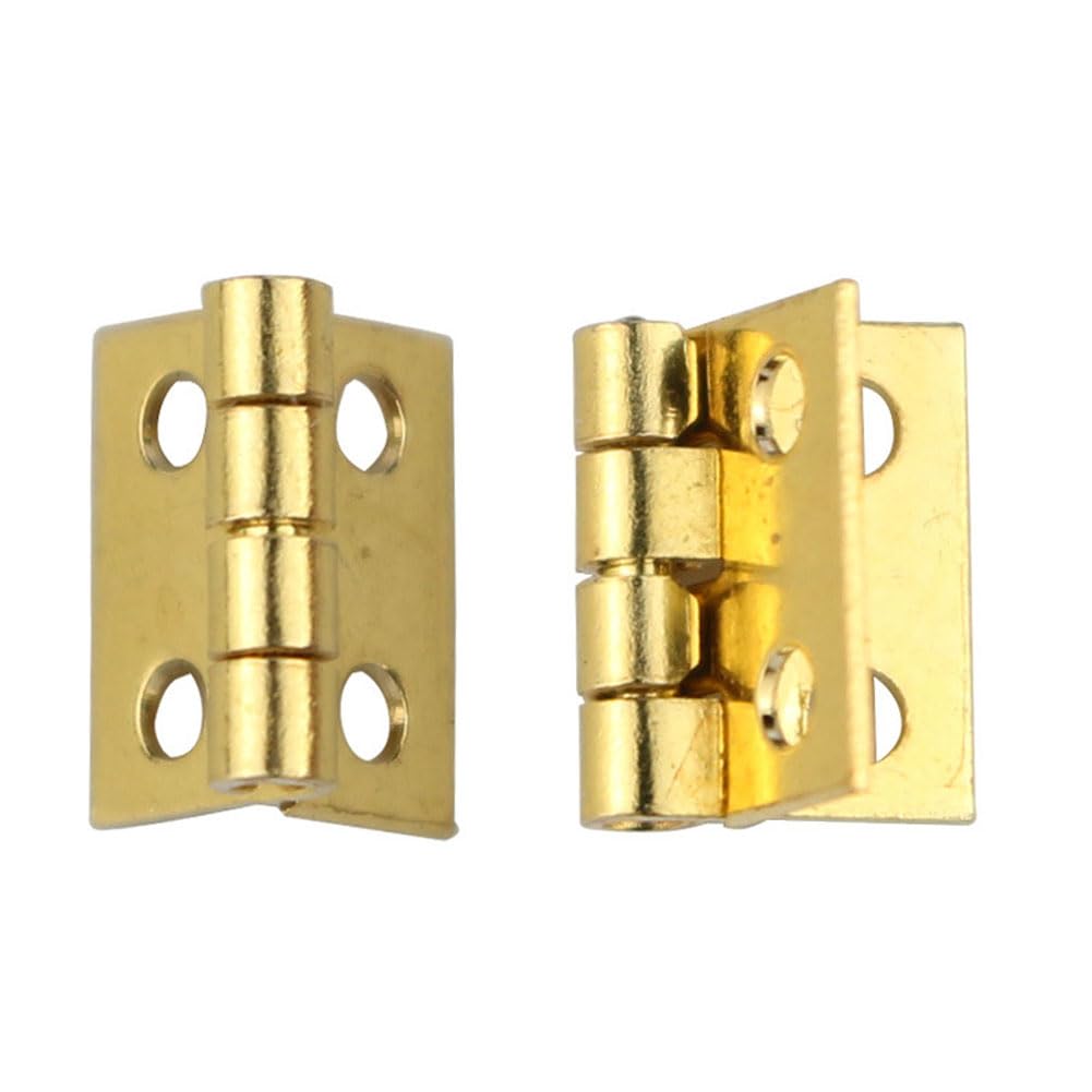 50 Mini Hinges - Small Brass Jewelry Box Hinges for Wooden Craft Boxes, Retro Bronze Cabinet Hinges - Perfect for DIY Dollhouse Doors, Tiny Furniture & Decorative Crafts