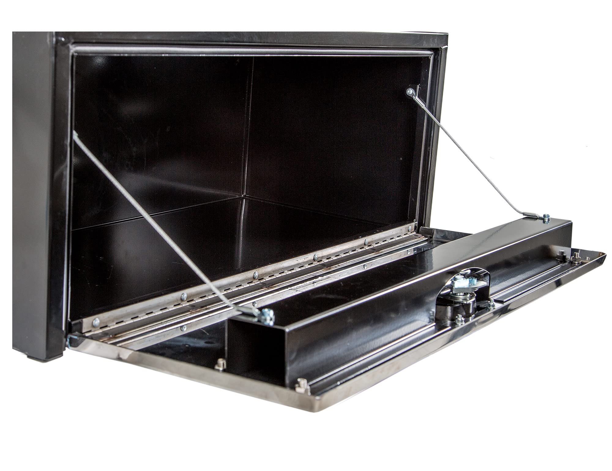 Buyers Products 1703705 Black Steel Underbody Truck Tool Box - 14x16x36 Inch Storage Organizer with Polished Stainless Steel Door | Made in USA | Durable Work Truck Job Box for Tools & Equipment (Perfect for Construction, Landscaping & Fleet Vehicles)