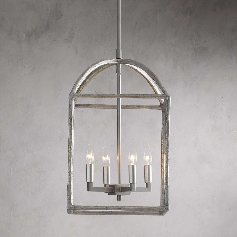 Industrial Forged-Iron Pendant Light - Modern Durable Hanging Fixture in Nickel Finish for Kitchen Island, Dining Room & Office Lighting