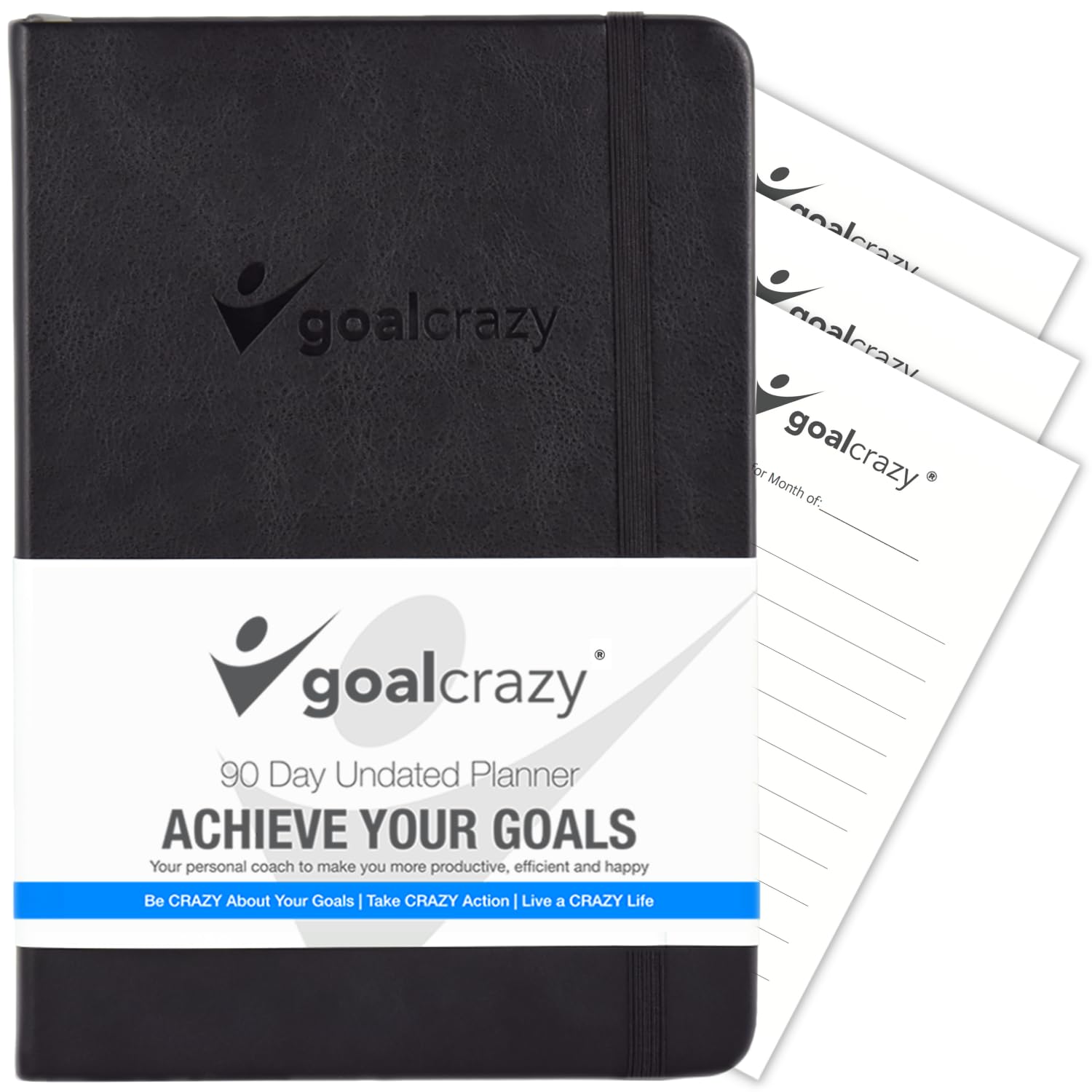 2024-2025 Undated 90-Day Planner - Weekly Productivity Journal with Habit Tracker, Goal Setting & Inspirational Quotes | Premium Leather Cover & Almond Pages (Black) | Perfect for Work, School & Personal Organization