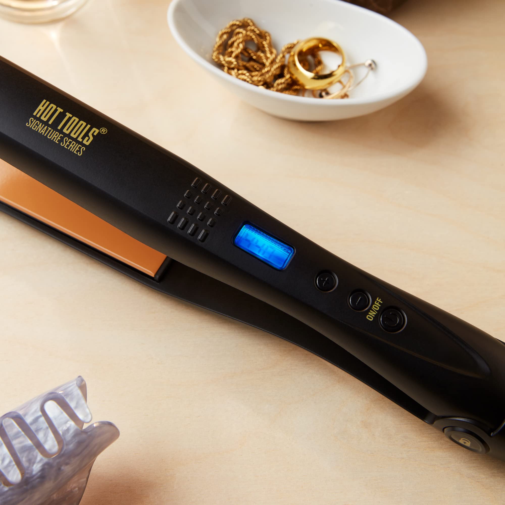 Best HOT TOOLS Signature Series Digital Flat Iron 1 Inch - Professional Hair Straightener for Smooth, Shiny & Frizz-Free Hair - Perfect for Home & Salon Use