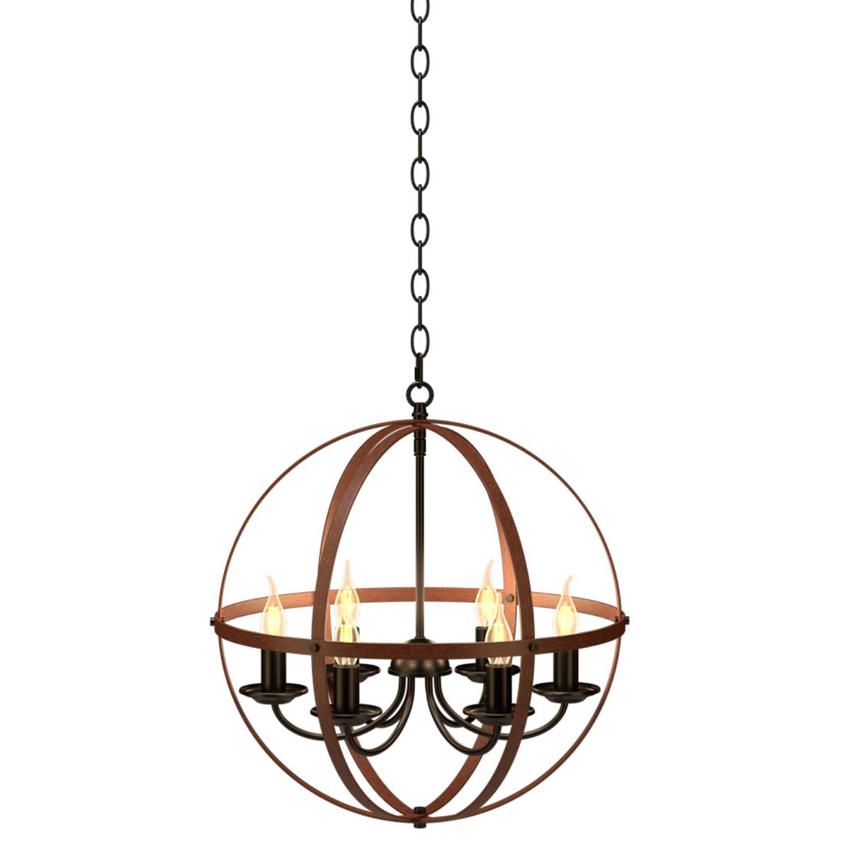 Tangkula 6-Light Industrial Chandelier - Bronze Metal Spherical Pendant Ceiling Light with Adjustable Chain for Dining Room, Kitchen, Living Room | Modern Farmhouse & Loft Style Lighting Fixture