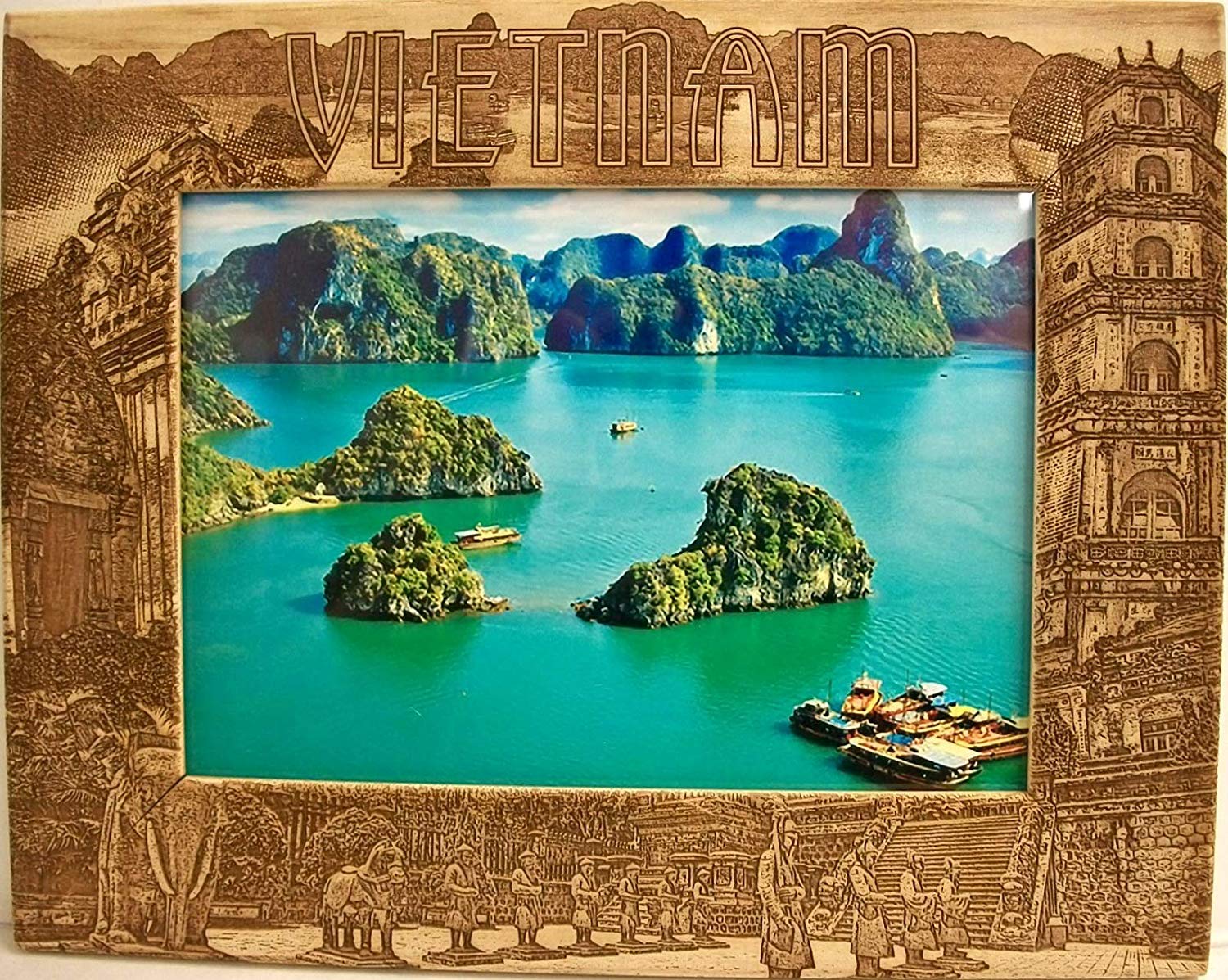 Vietnam Laser Engraved Wood Picture Frame 8x10 Inch - Handmade Wooden Photo Frame for Wall Display, Home Decor, Wedding & Anniversary Gifts