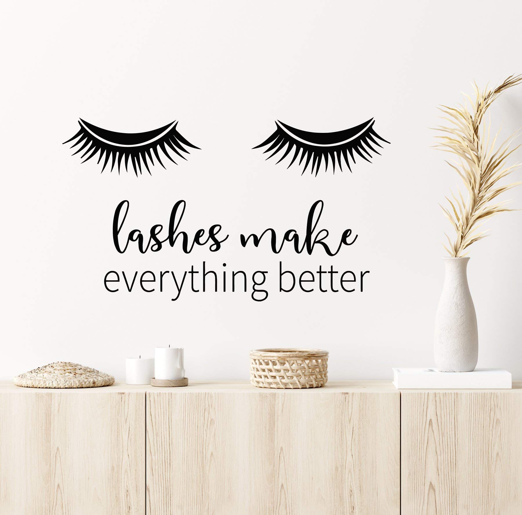 VVWV Lashes Beauty Parlor Wall Sticker - Spa & Salon Decal with Stylish Quotes for Makeup & Nail Art (85x55cm) - Perfect for Hair Salons, Barbershops & Home Decor