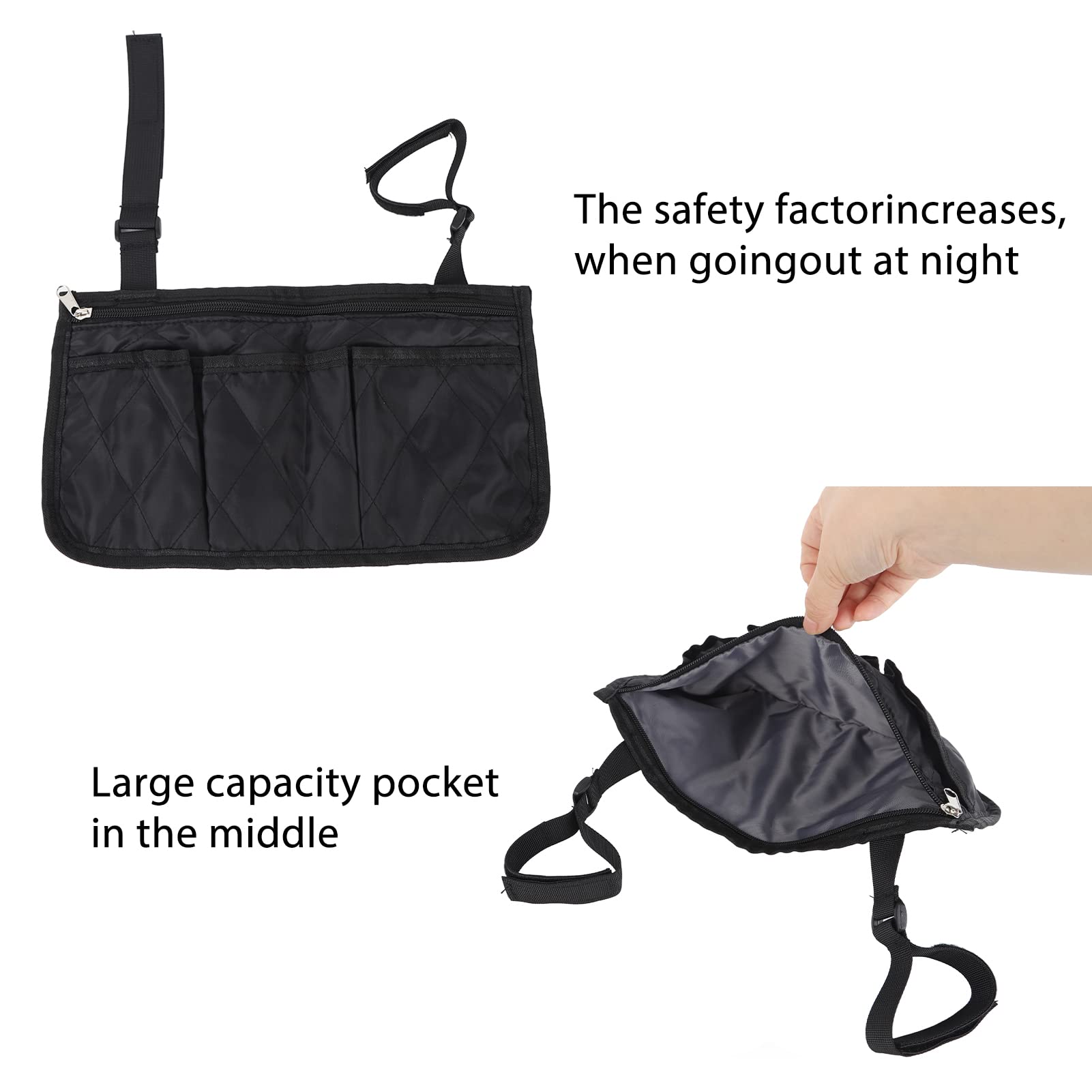 Wheelchair Side Bag - Black Armrest Storage Pouch for Disabled | Durable Wheelchair Accessories for Daily Essentials & Mobility Needs