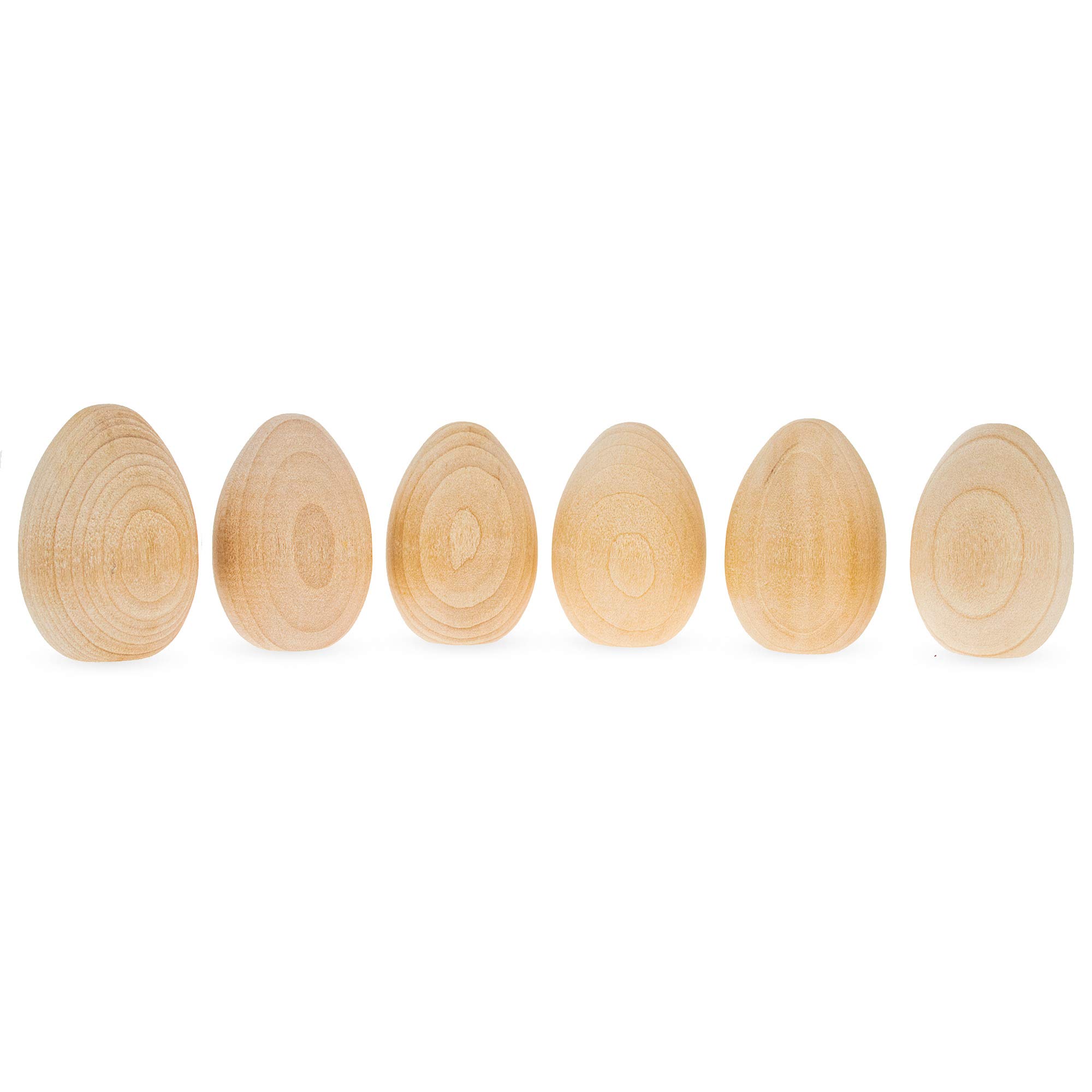 6 Miniature Unfinished Blank Wooden Eggs 2 Inches - DIY Craft Supplies for Easter Decorations, Wood Painting Projects, and Home Decorative Displays