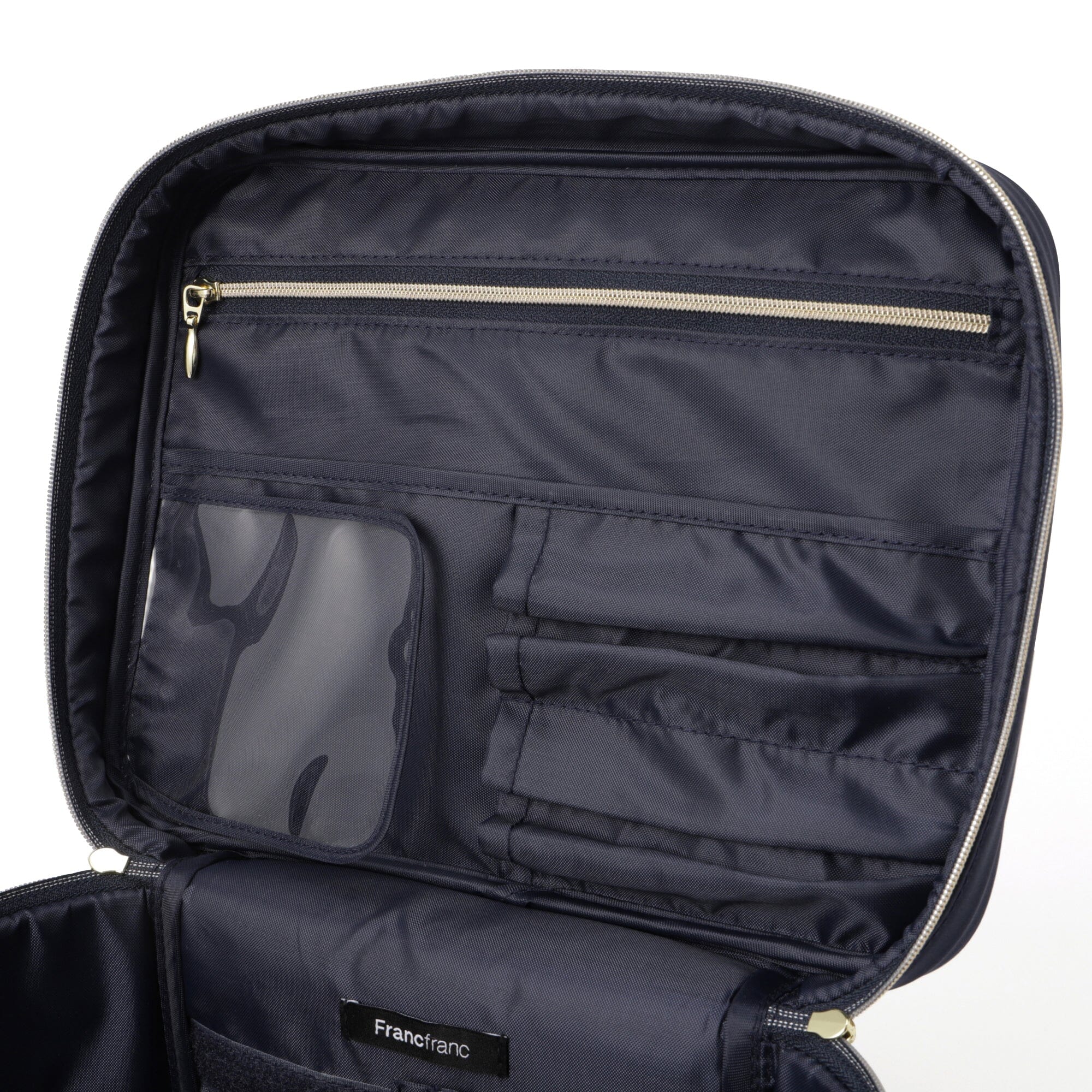 Frilled Vanity Pouch for Women - Navy Blue Makeup Bag with Zipper Closure | Perfect for Travel, Gym & Everyday Essentials Storage