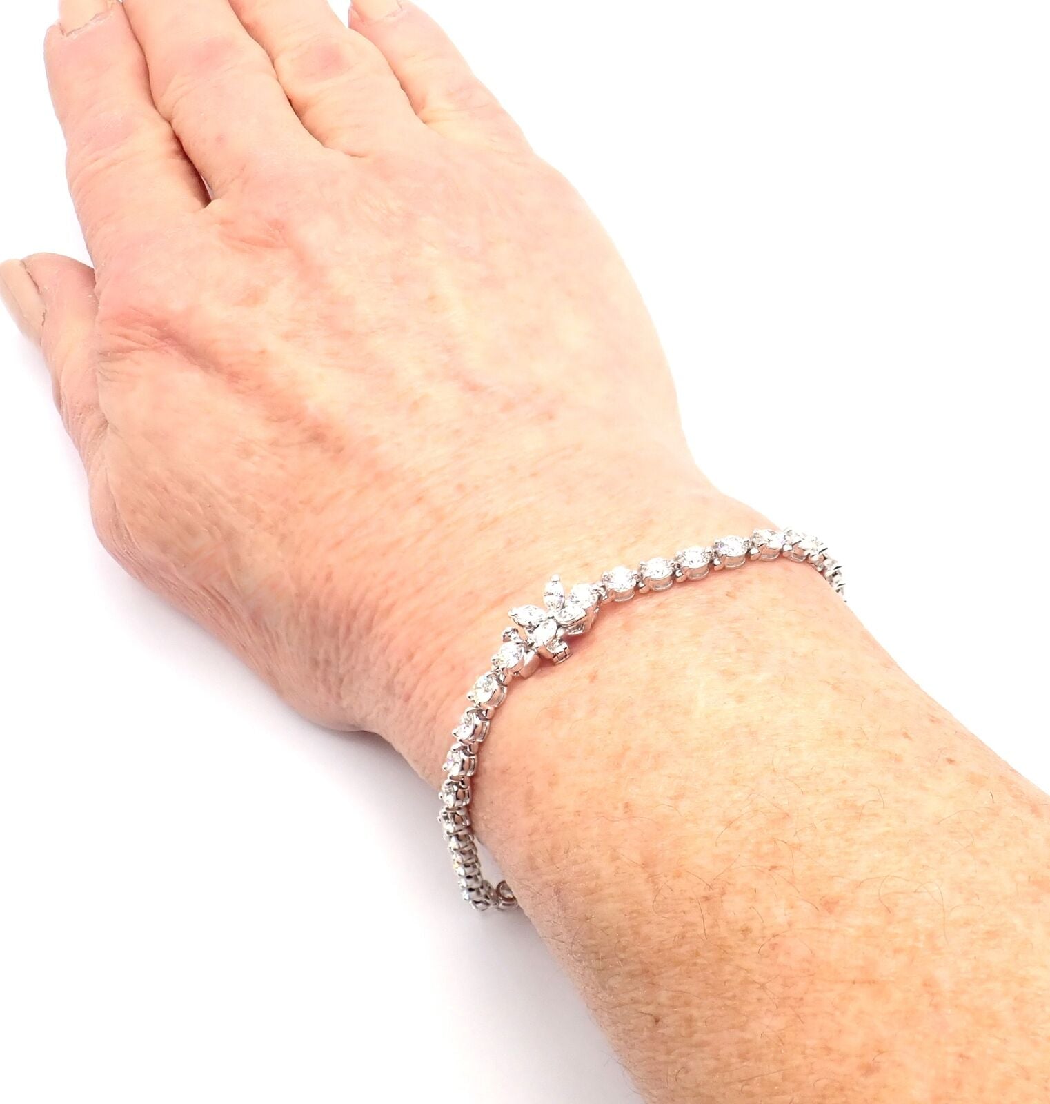 Authentic Tiffany & Co Victoria Platinum 6.5 Carat Diamond Tennis Bracelet - Luxury Jewelry for Women, Elegant Gift for Anniversary, Wedding & Special Occasions