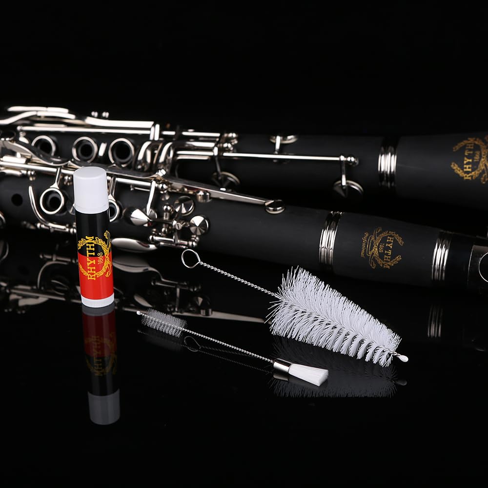 Professional Bb Clarinet with 17 Nickel Keys - Ideal Woodwind Instrument for Beginners & Students - Includes Hard Case, Stand, 10 Reeds & Cleaning Kit (Black/Silver) - Perfect for School Band, Orchestra & Music Practice