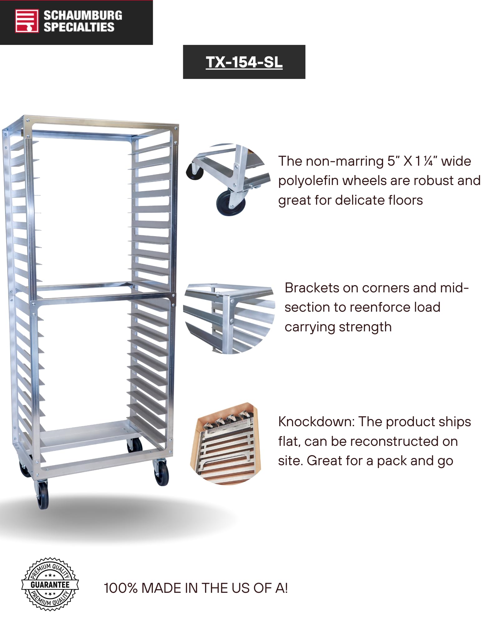 Heavy Duty Aluminum Side Load Speed Rack - 15 Tier Commercial Bun Rack with 4