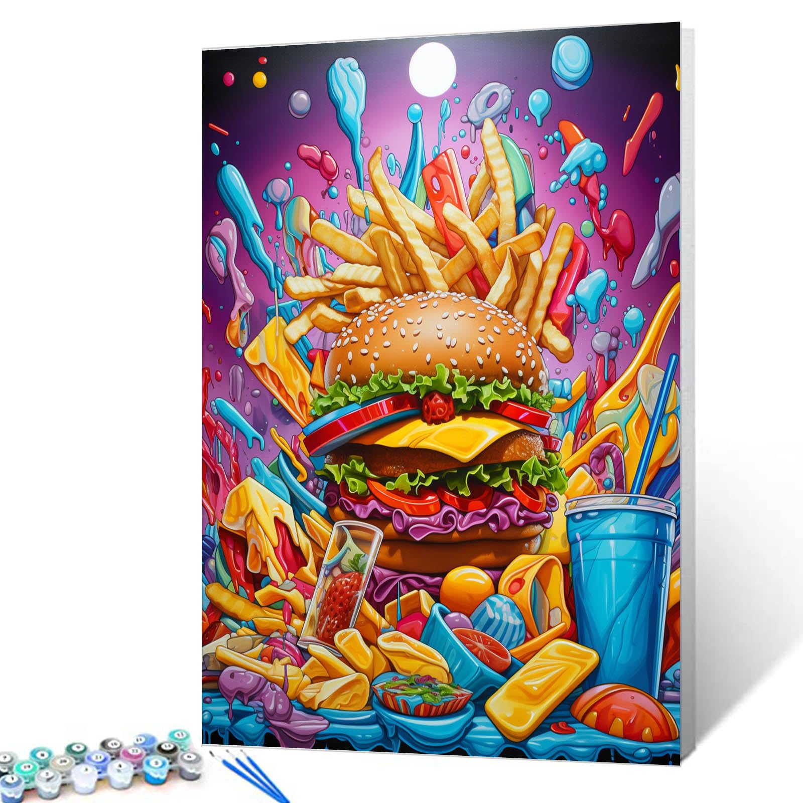 DIY Paint by Numbers Kit - 16x20 Inch American Breakfast Oil Painting Canvas for Beginners (Kids, Students & Adults) with Brushes & Acrylic Paints - Home Decor, Gift & Stress Relief Art Project (Frameless) - Perfect for Family Bonding, Classroom Activities & Creative Relaxation
