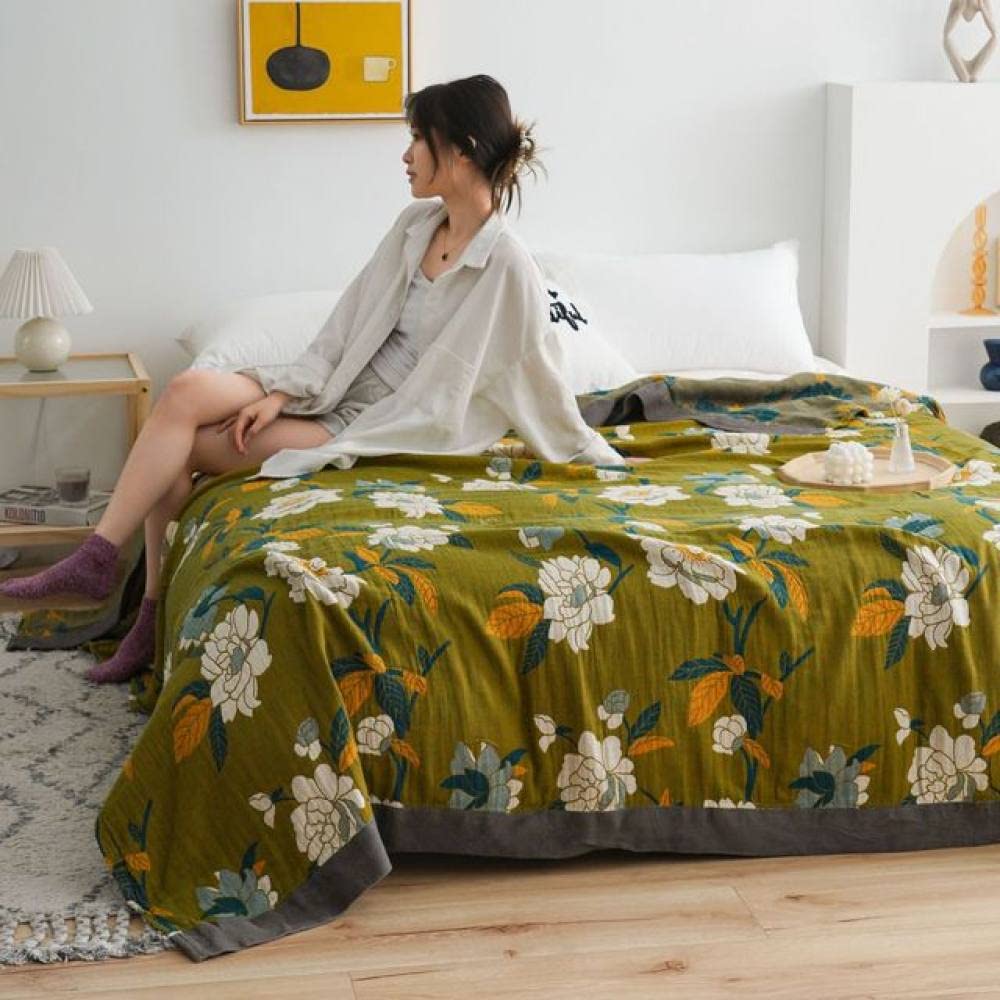 Nordic Cotton Gauze Throw Blanket - Soft Boho Ethnic Bedspread for Sofa, Bed & Air Conditioning - 200x230cm (79x91in) - Lightweight Summer Blanket for Home Decor, Living Room & Cozy Nights