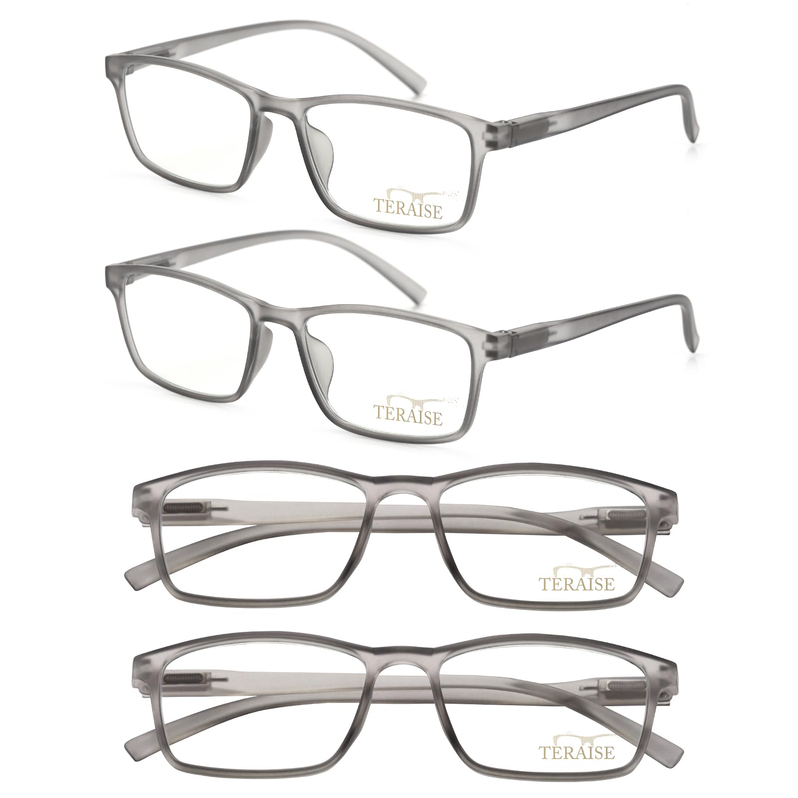 TERAISE 4-Pack Lightweight Reading Glasses with Blue Light Blocking - for Work & Screen Use