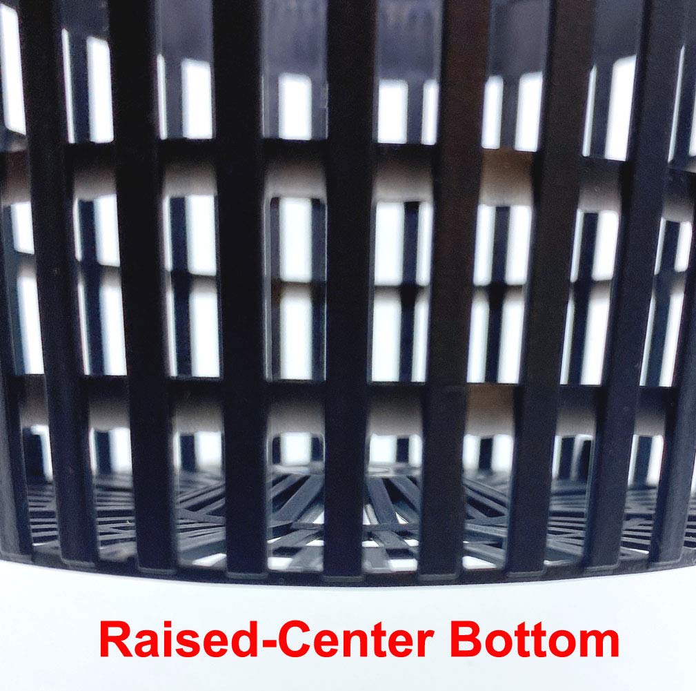 50 Pack HORTIPOTS 5 Inch Net Pots with Free Reflective Lids - Hydroponic Mesh Cups for Indoor Herb Garden, Seed Starting & Hydroponics System (Round Design, Raised Center Bottom)