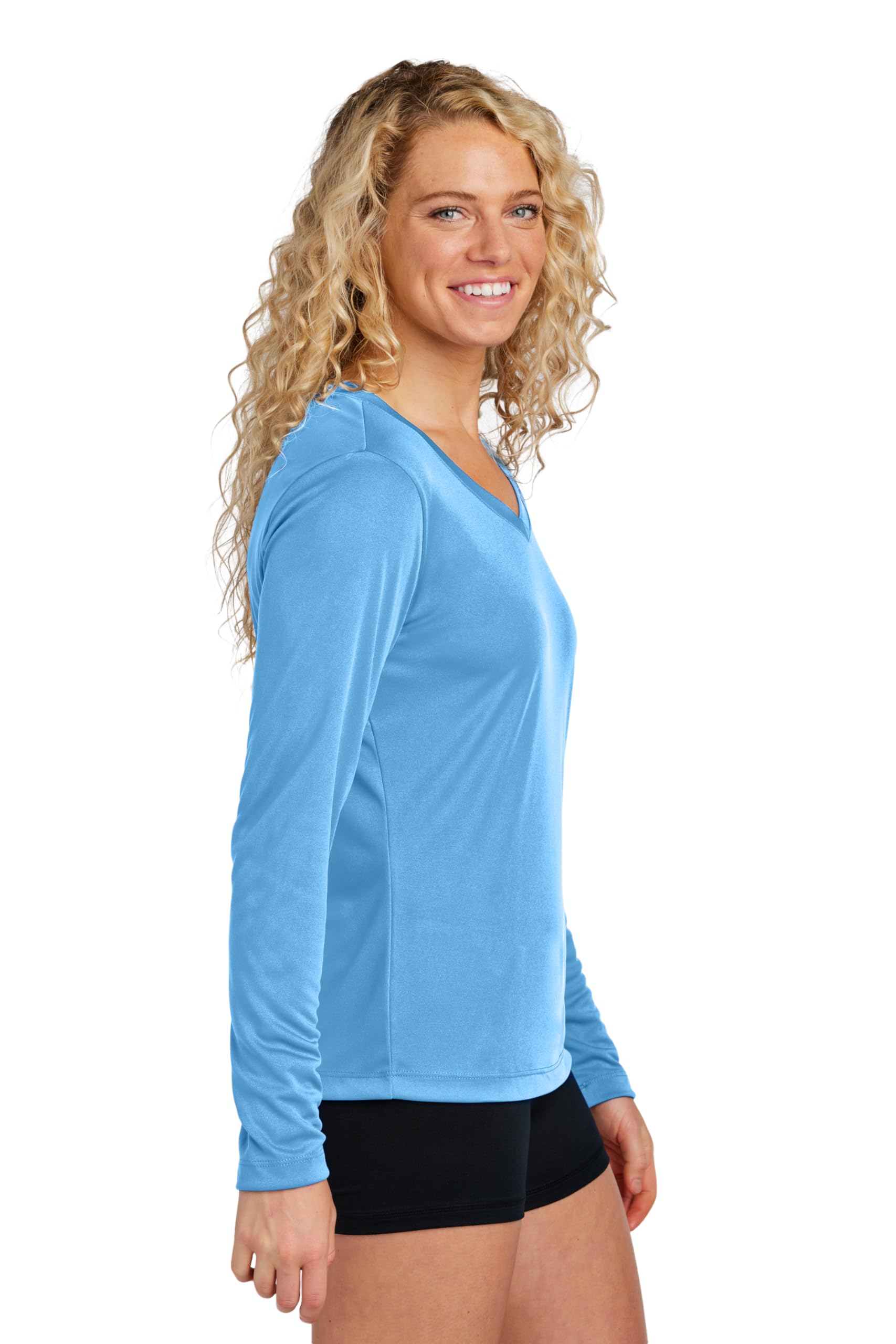 Women's Long Sleeve V-Neck Workout Tops - Gym & Yoga Shirts (Plus Sizes)