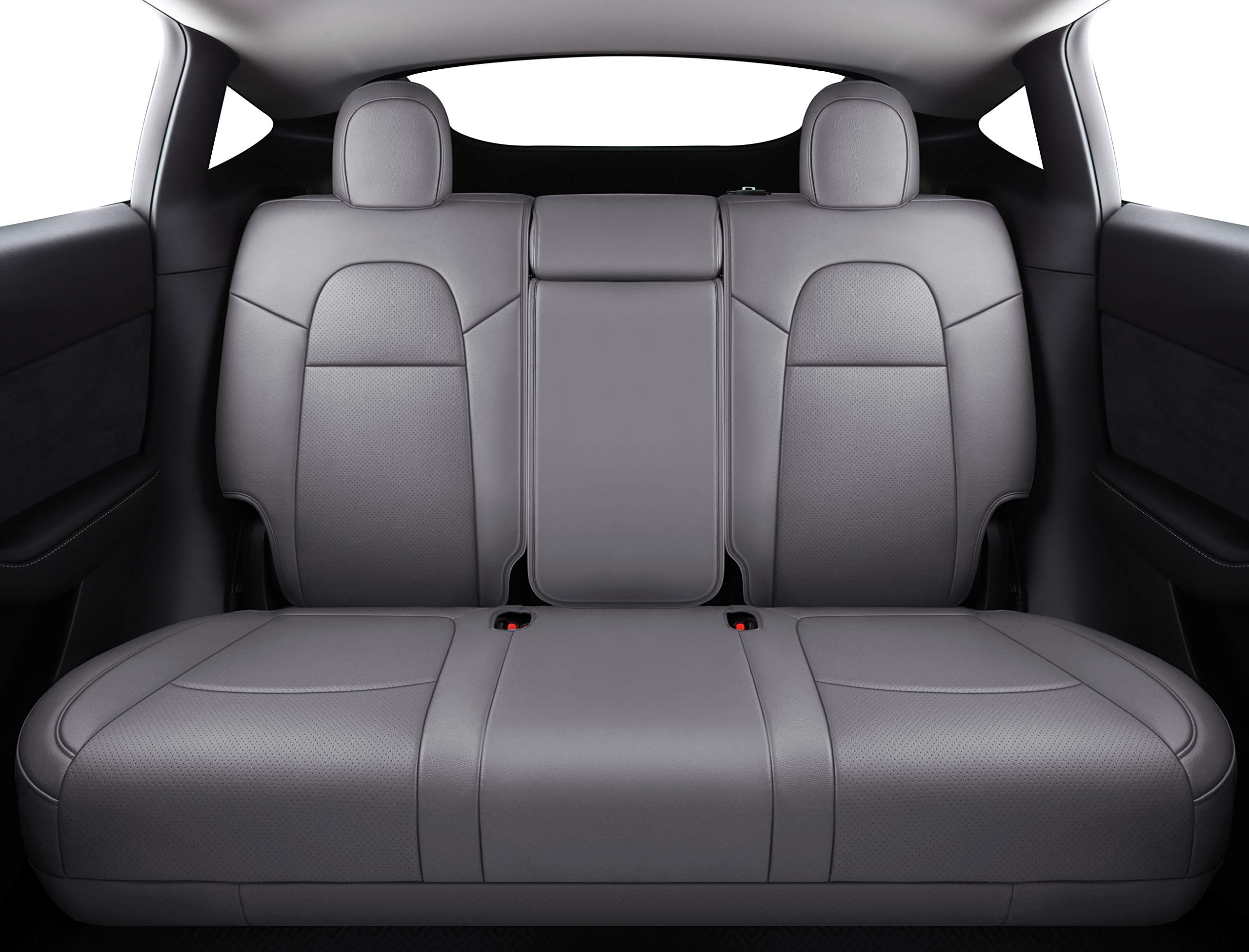 Premium Tesla Model Y Seat Covers (2020-2024) - Custom Fit 5-Seater Synthetic Leather Car Seat Protectors - Lichi Grey - Waterproof & Anti-Slip Design for Enhanced Comfort & Durability | Perfect for Daily Commute, Road Trips & Family Protection