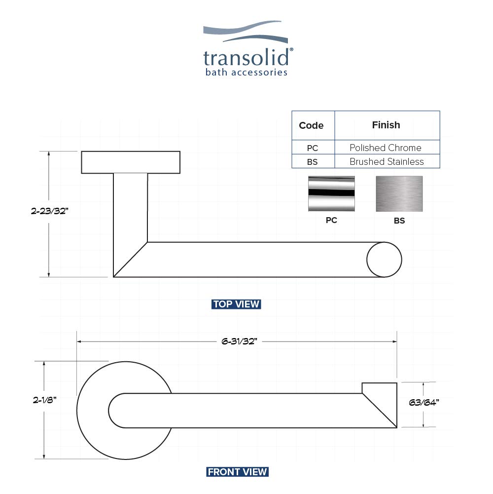 Transolid TPH-PC Turin Polished Chrome Paper Holder - Premium Bathroom Tissue Dispenser for Home & Office Use