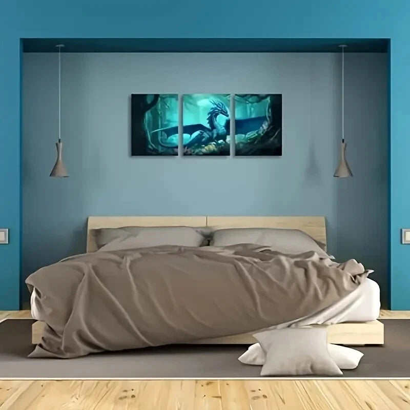 3-Piece Fantasy Forest Theme Metal Wall Art - Ready to Hang Nature Decor for Living Room, Bedroom & Office