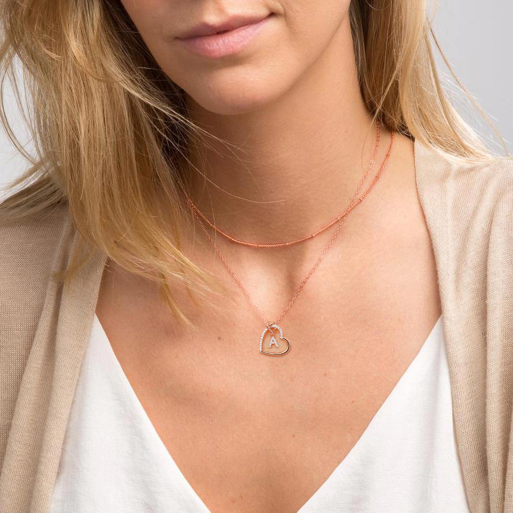 Sterling Silver Heart Initial Necklace for Women & Girls - S925 Personalized Letter Jewelry, Birthday & Anniversary Gift for Her, Mom, Wife, Girlfriend | Perfect for Valentine's Day, Date Night & Special Occasions