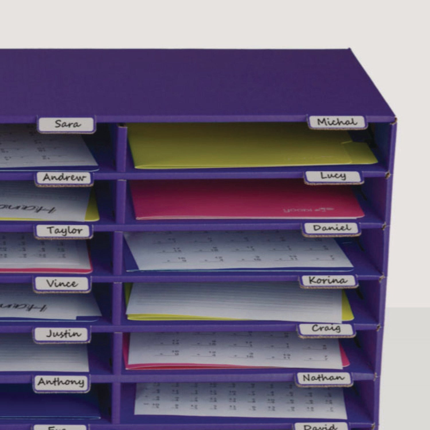 AdirOffice File Organizer with 30 Sections - Letter Size Hanging File Folder Holder (32 x 13 x 21 Inches) - Purple Classroom Literature Organizer for Teachers, Students & Office Use