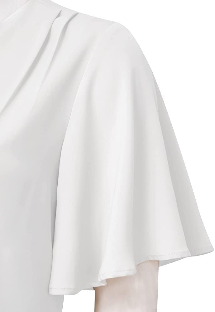 Elegant Women's V-Neck Ruffle Sleeve Chiffon Blouse - Flowy Casual Dressy Top for Work, Party & Date Night | Women's Blouses & Tops Collection
